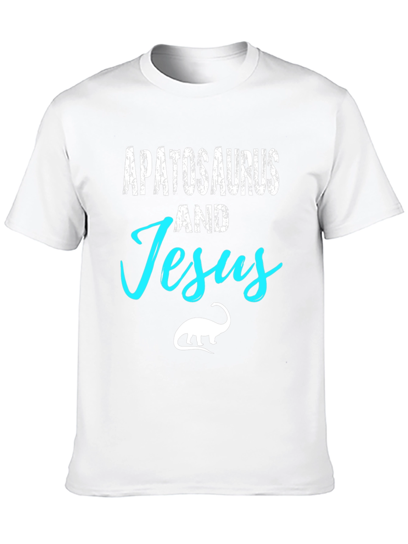 Apatosaurus and Jesus Black Graphic T-Shirt