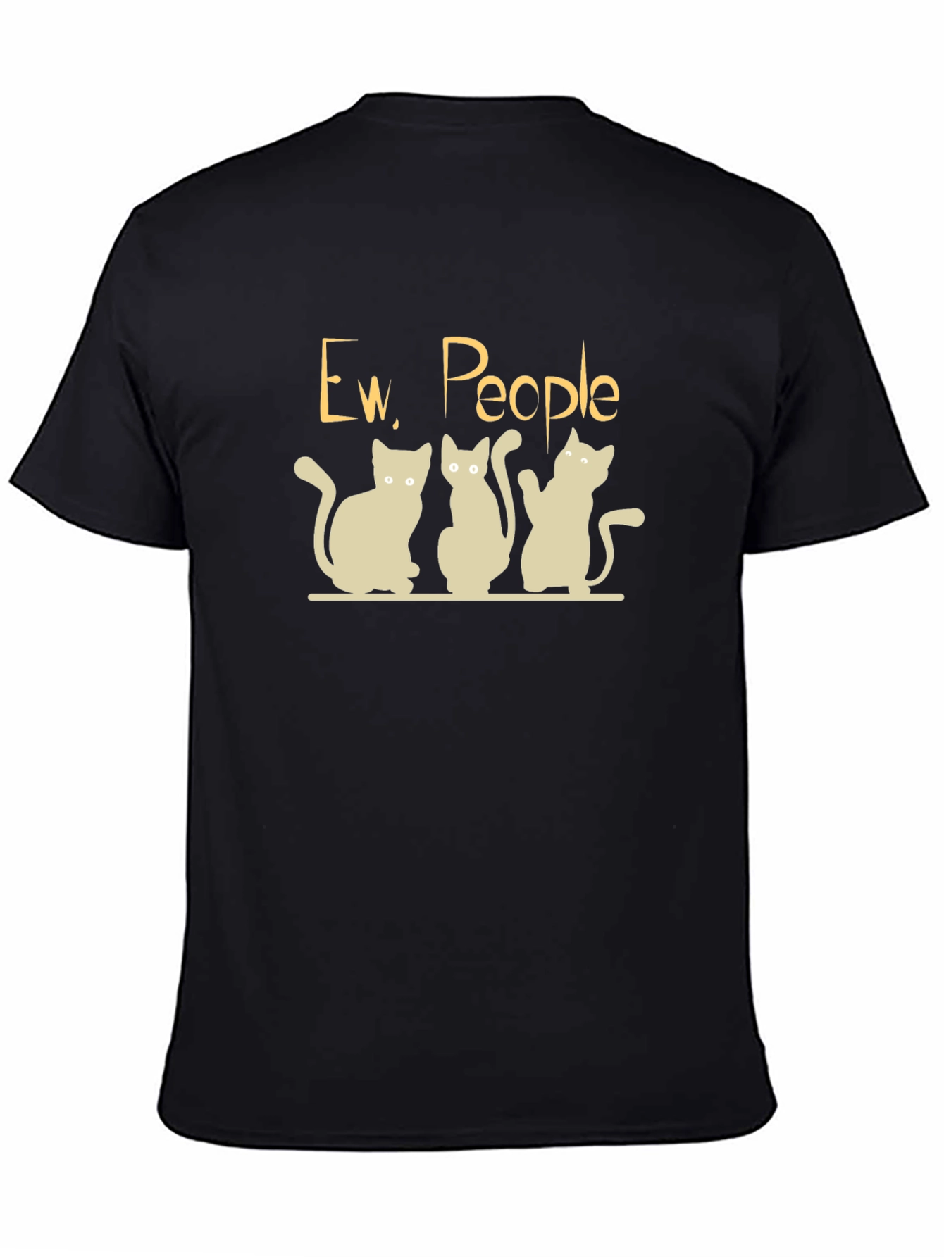 Ew People Cats Graphic T-Shirt - Black