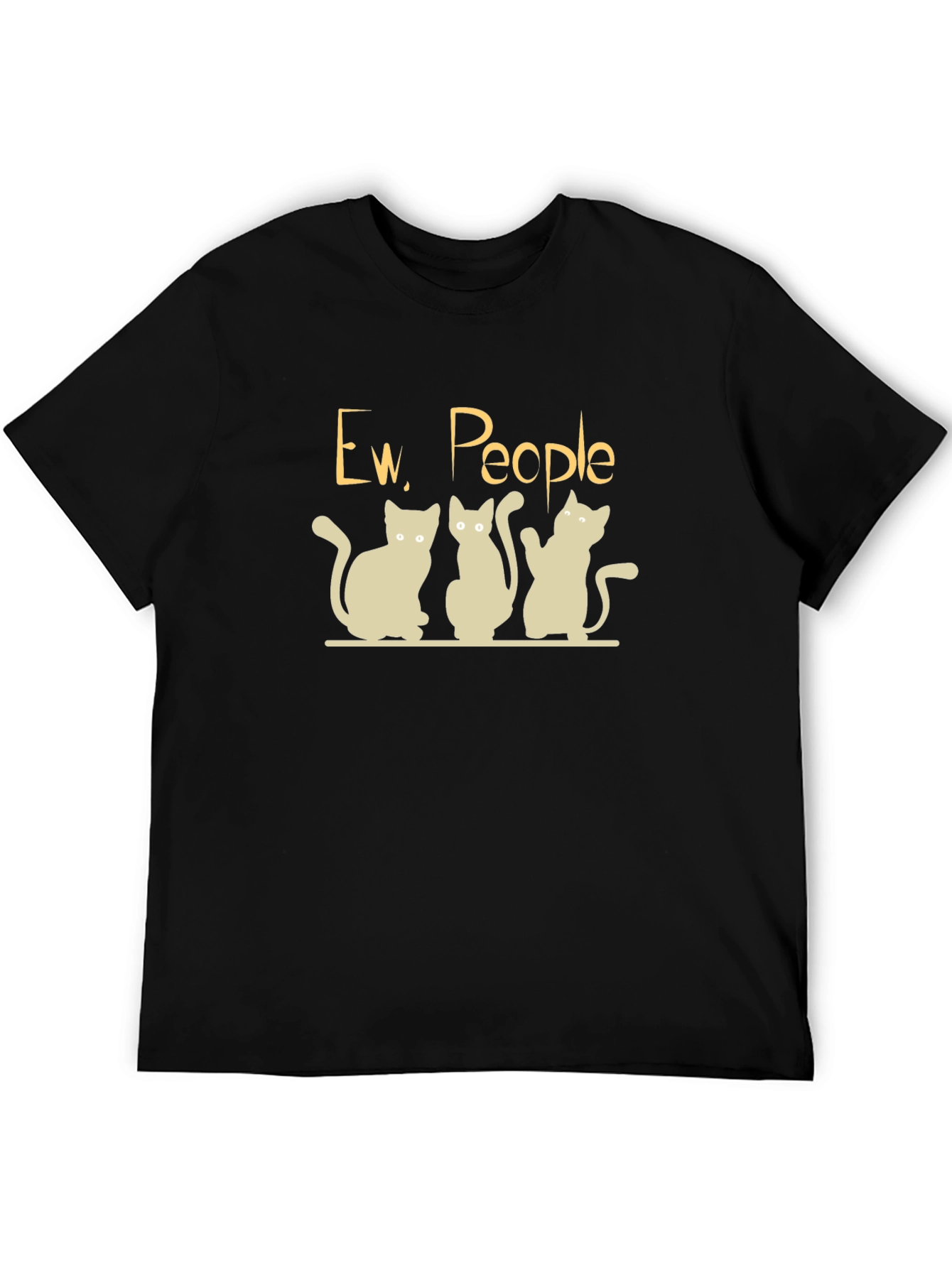 Ew People Cats Graphic T-Shirt - Black