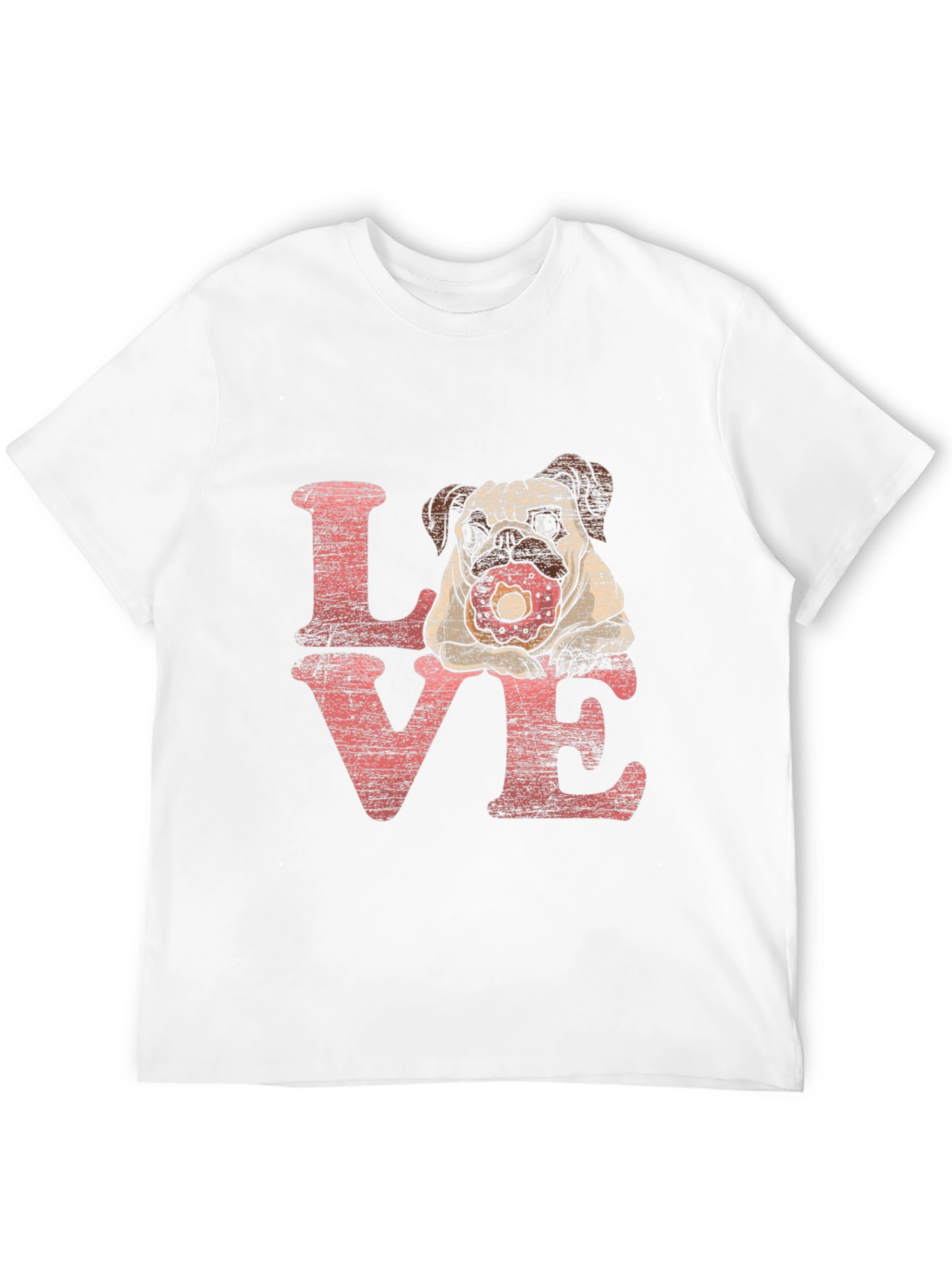 Pug Love Donut Graphic Black T-Shirt