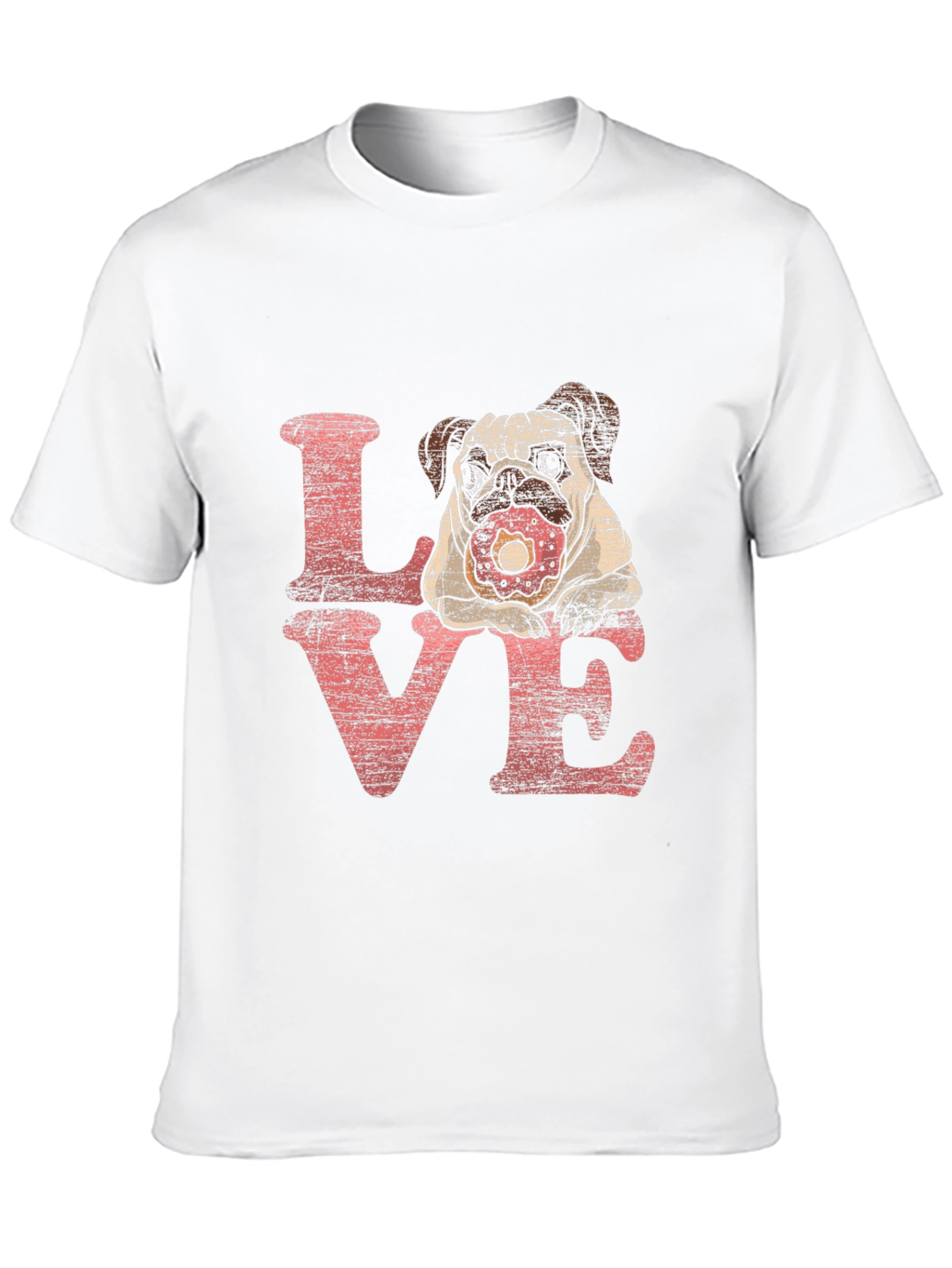 Pug Love Donut Graphic Black T-Shirt