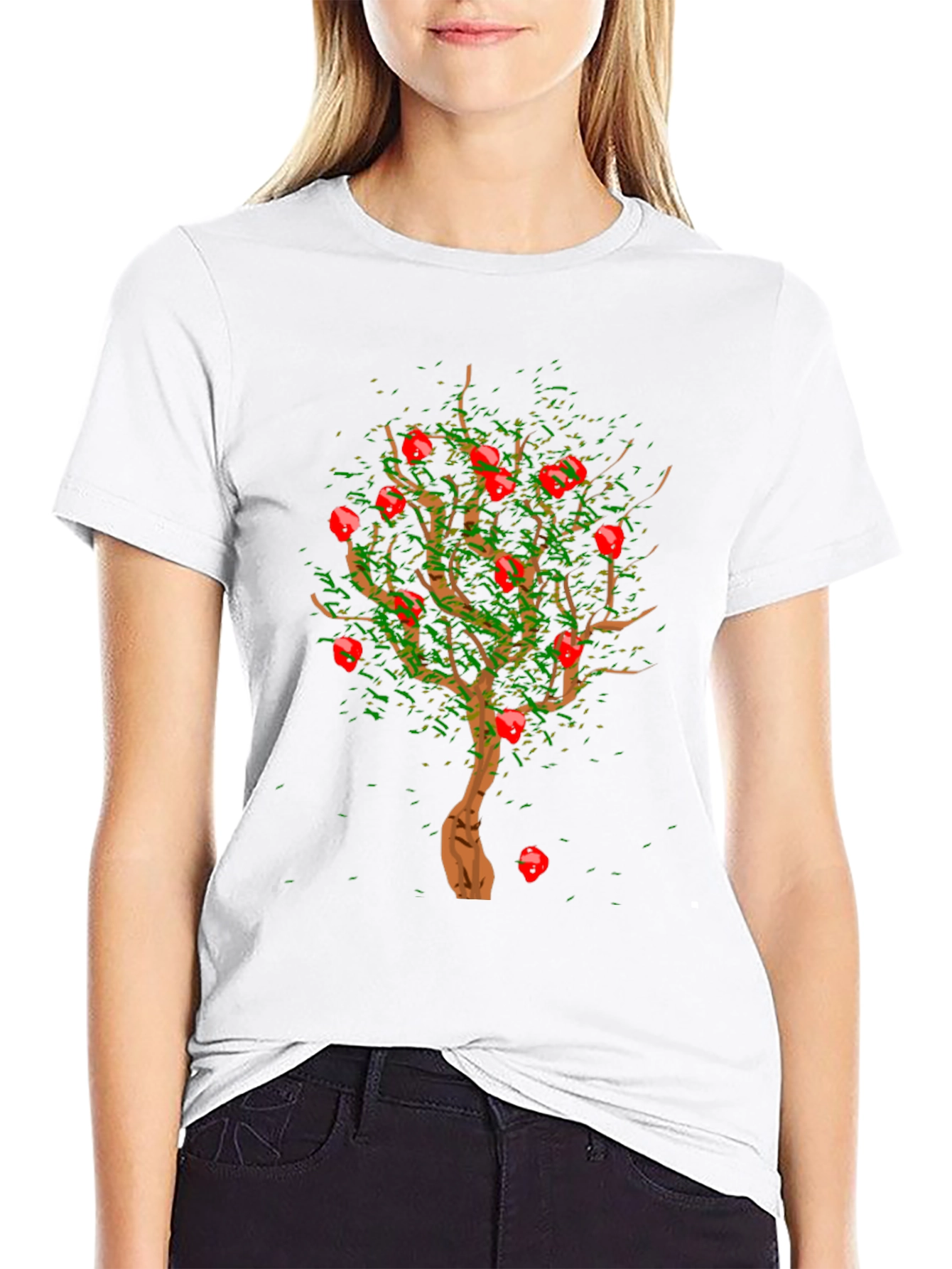 Apple Tree Graphic Print Black T-Shirt