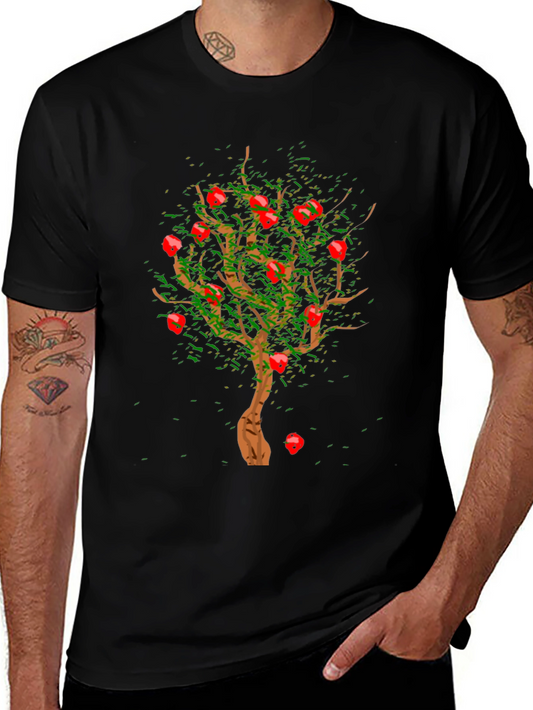 Apple Tree Graphic Print Black T-Shirt