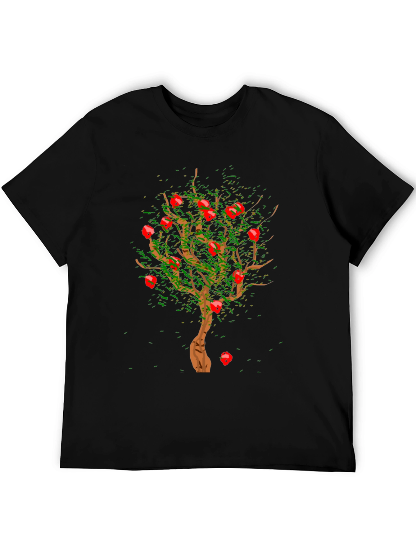 Apple Tree Graphic Print Black T-Shirt