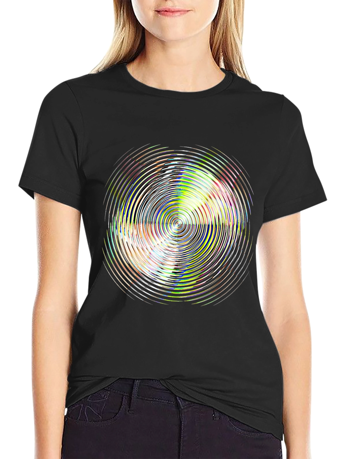Psychedelic Circle Graphic Black T-Shirt