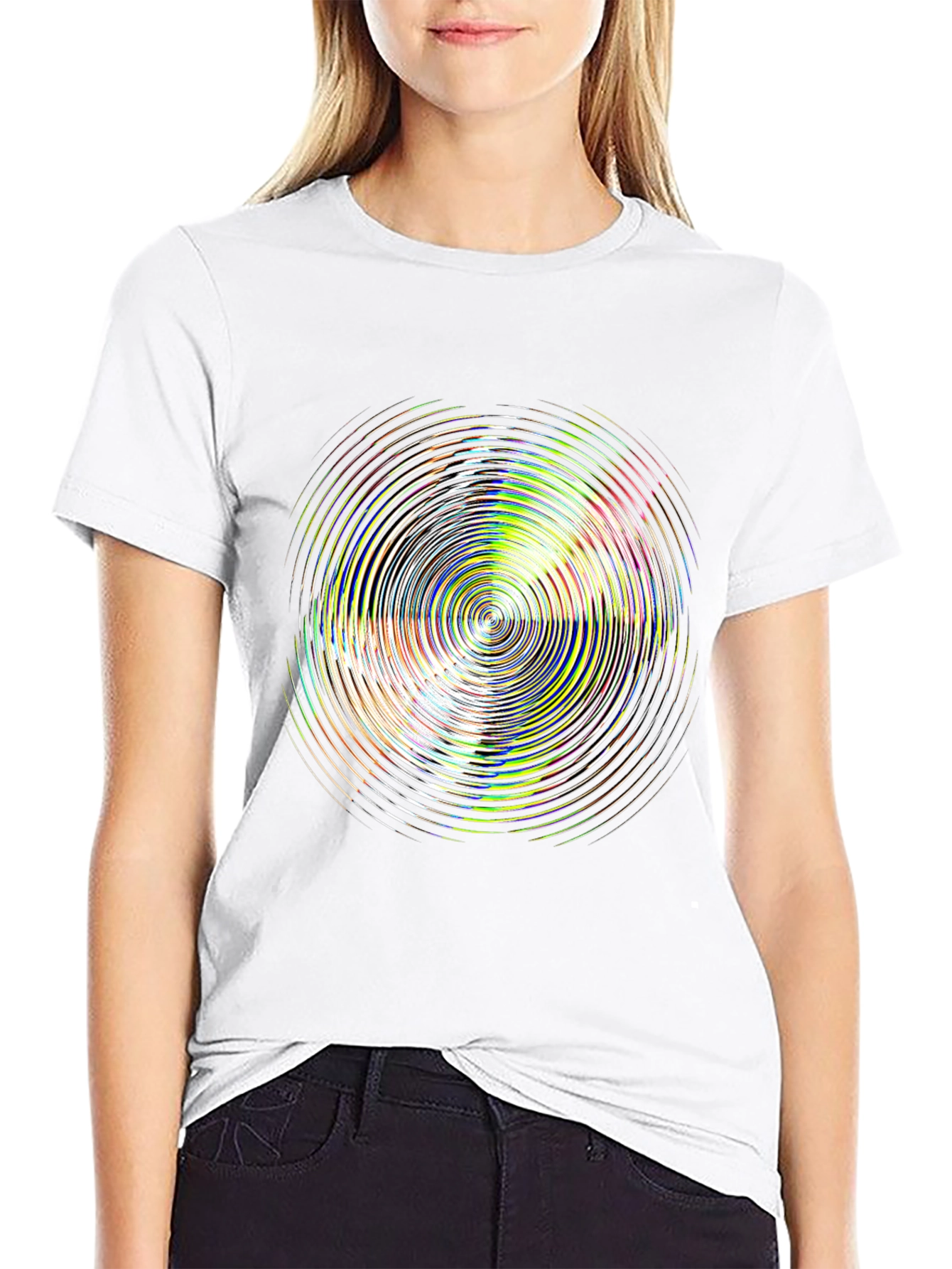 Psychedelic Circle Graphic Black T-Shirt