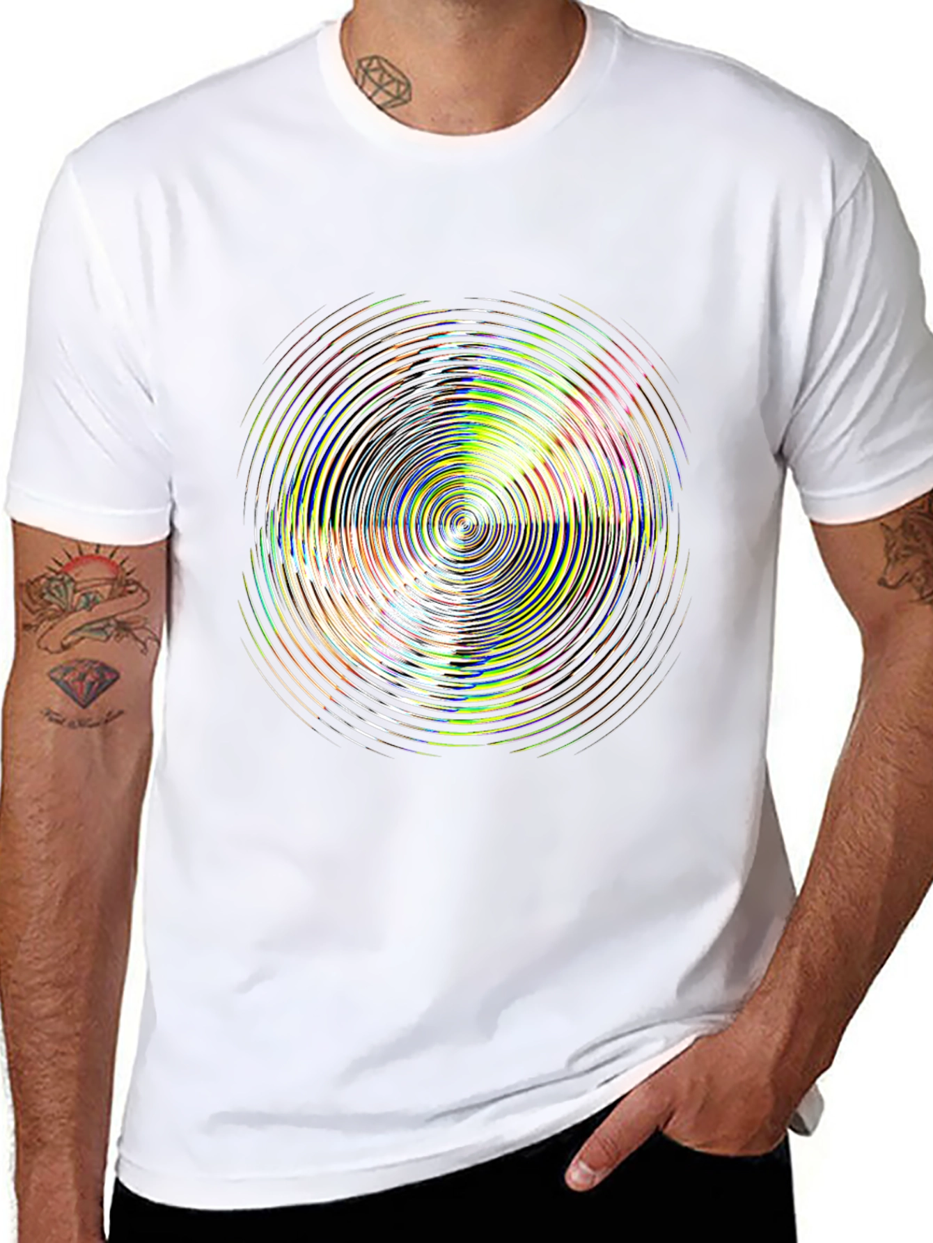 Psychedelic Circle Graphic Black T-Shirt