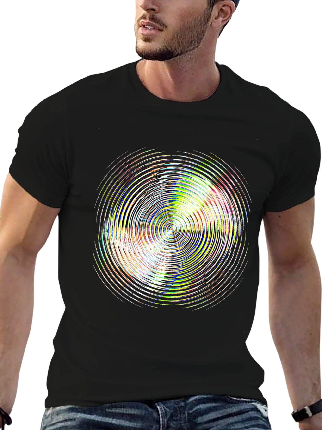 Psychedelic Circle Graphic Black T-Shirt