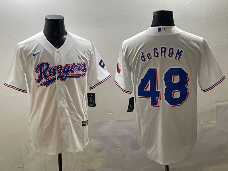 Men's Texas Rangers Jacob deGrom #48 White Limited Player Jerseys