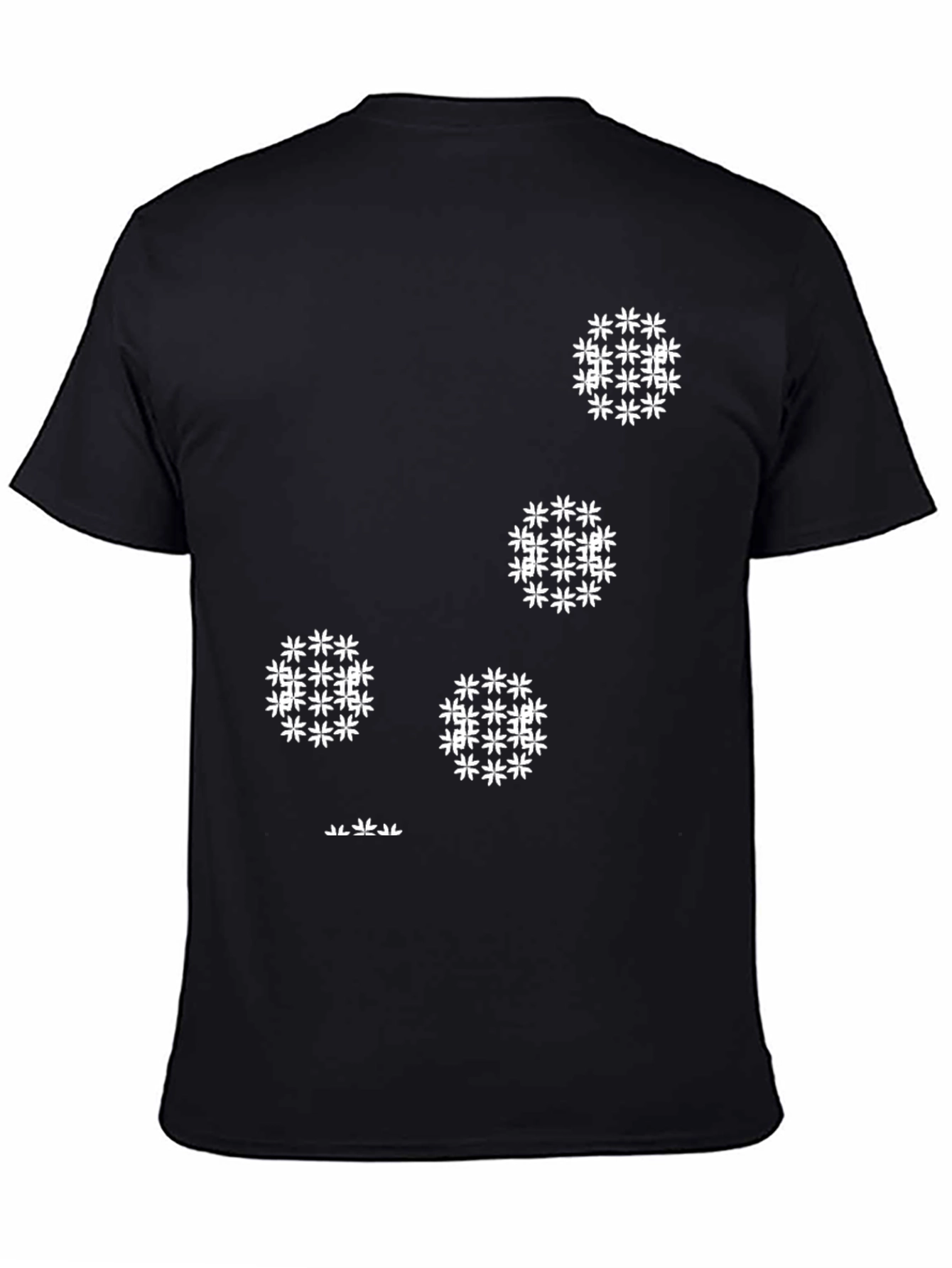 Modern Black T-Shirt with White Floral Pattern