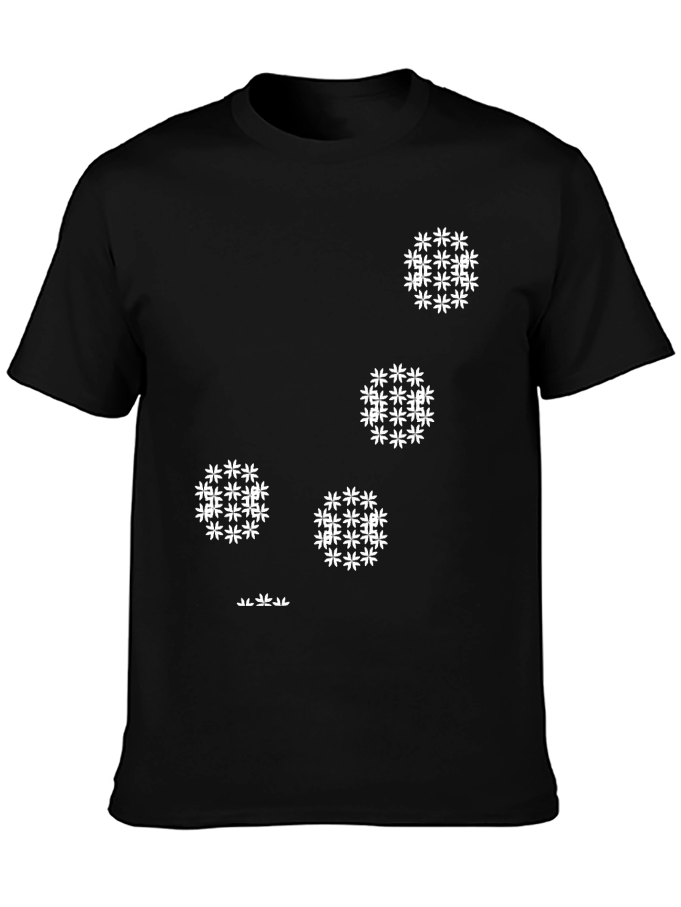 Modern Black T-Shirt with White Floral Pattern