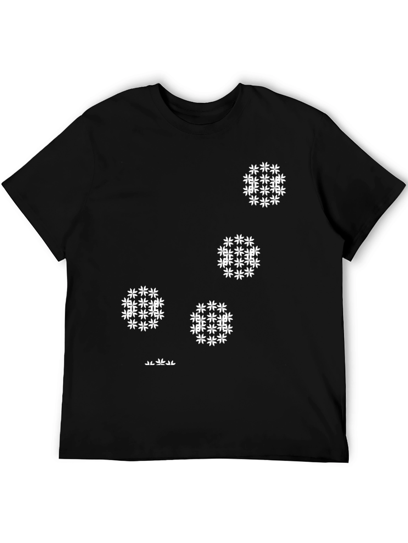 Modern Black T-Shirt with White Floral Pattern
