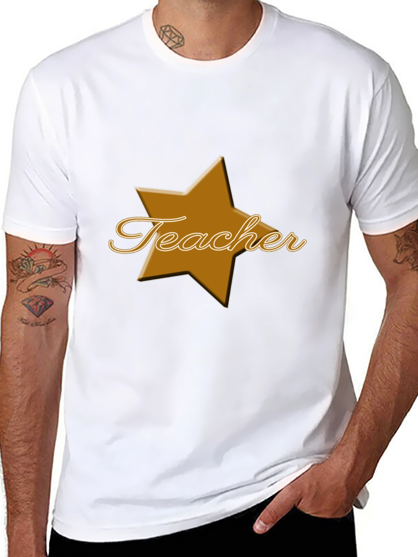 Teacher Star Graphic Tee - Black Cotton Blend