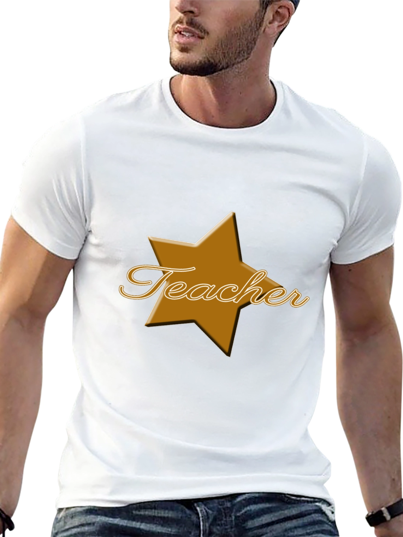 Teacher Star Graphic Tee - Black Cotton Blend