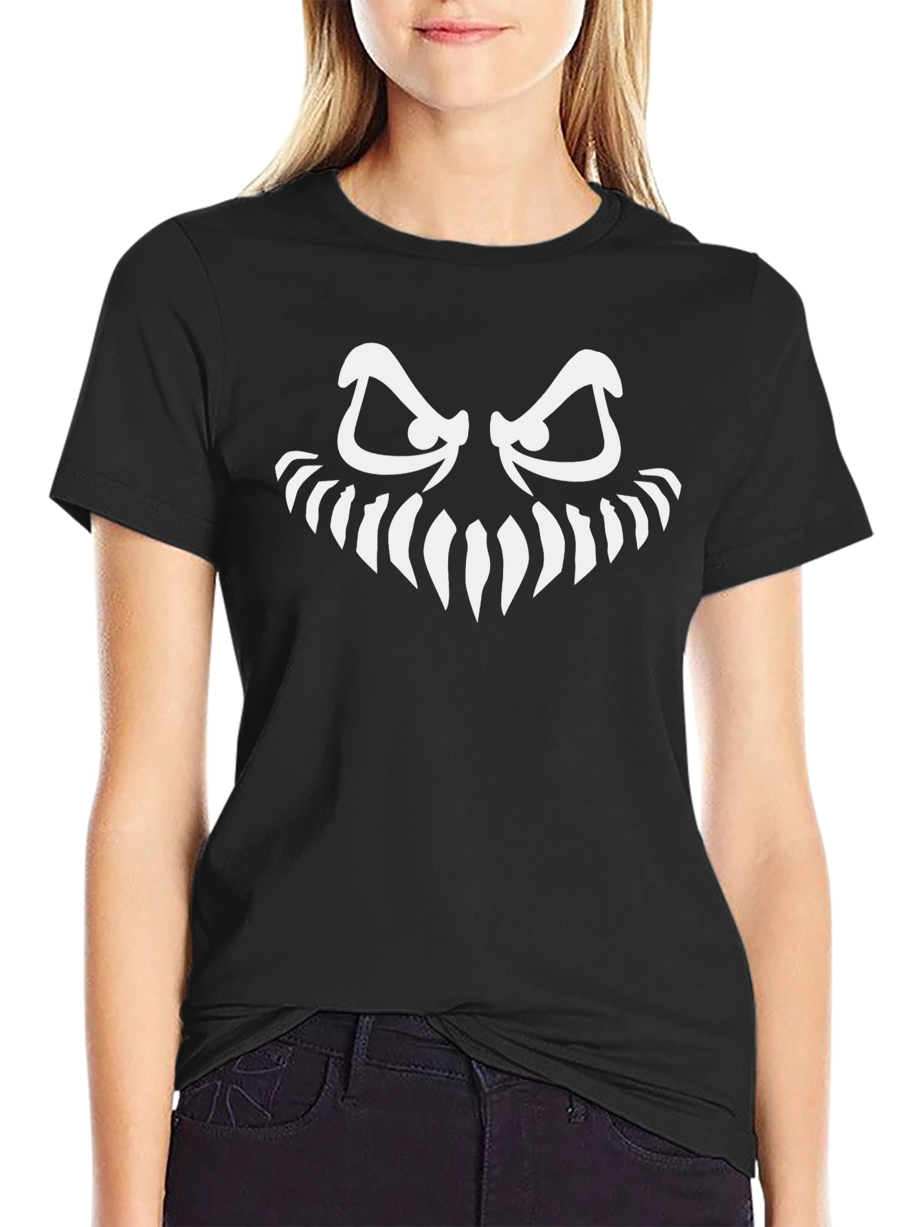 Mens Scary Face Graphic Black T-Shirt