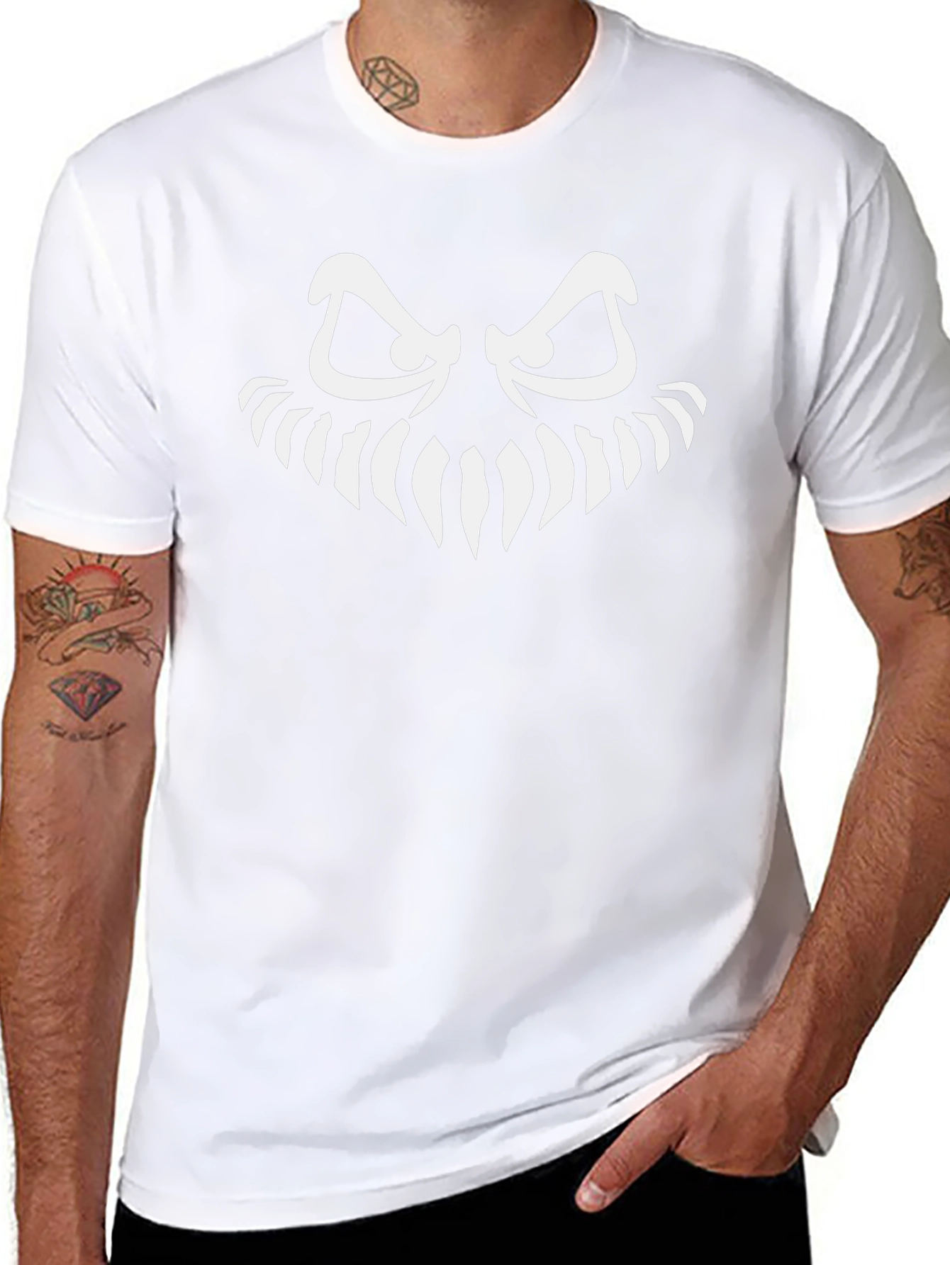 Mens Scary Face Graphic Black T-Shirt