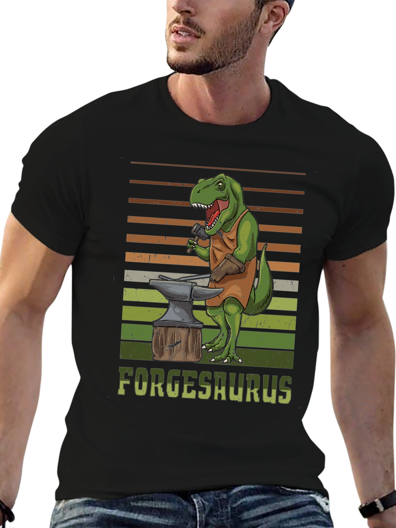 Forgesaurus T-Shirt - Dinosaur Blacksmith Design