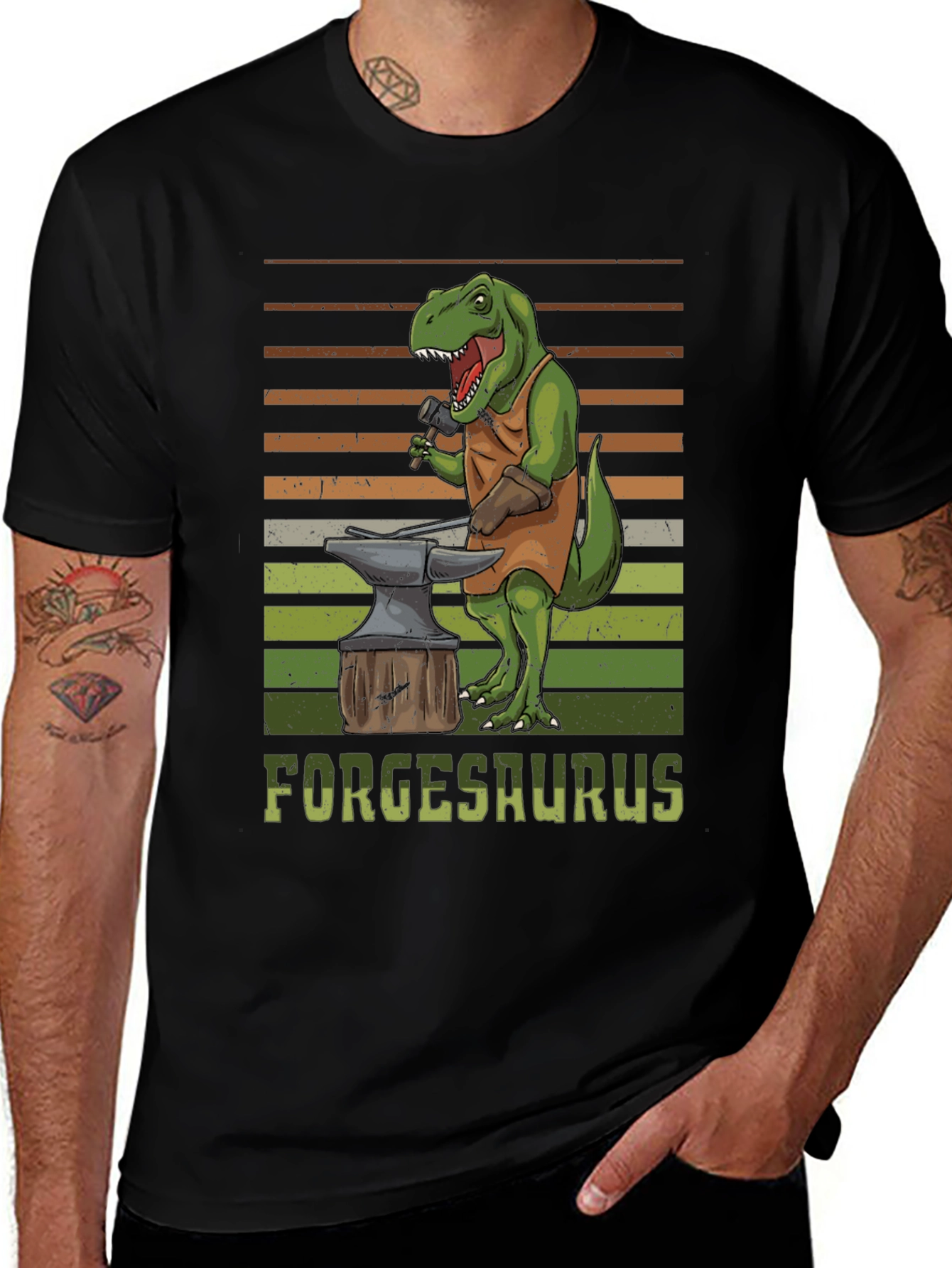 Forgesaurus T-Shirt - Dinosaur Blacksmith Design