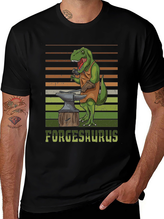 Forgesaurus T-Shirt - Dinosaur Blacksmith Design
