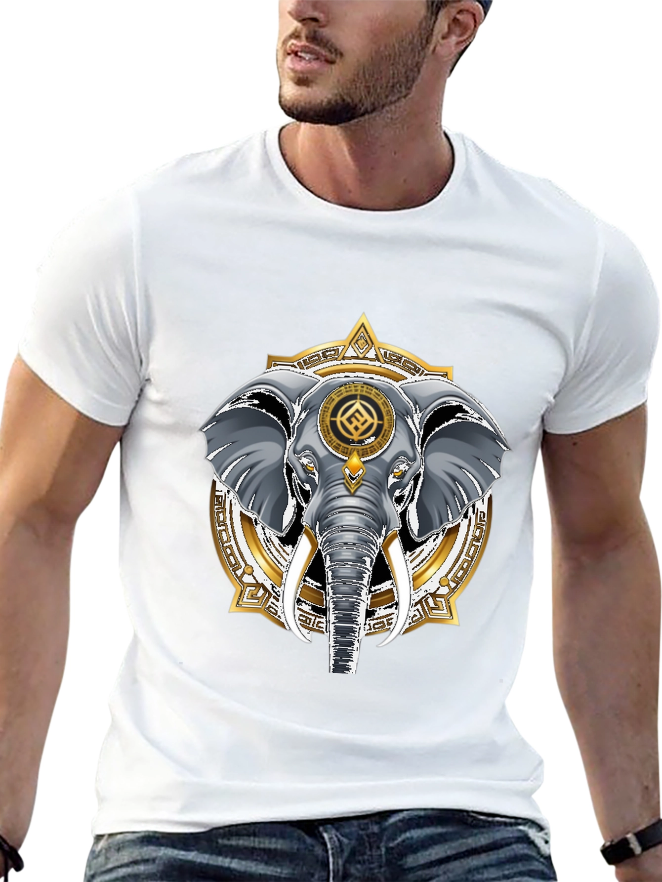 Elephant Mandala Graphic Tee - Stylish Cotton Blend