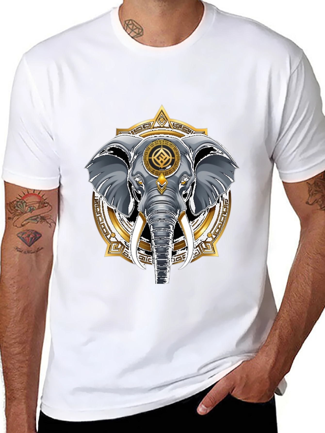 Elephant Mandala Graphic Tee - Stylish Cotton Blend