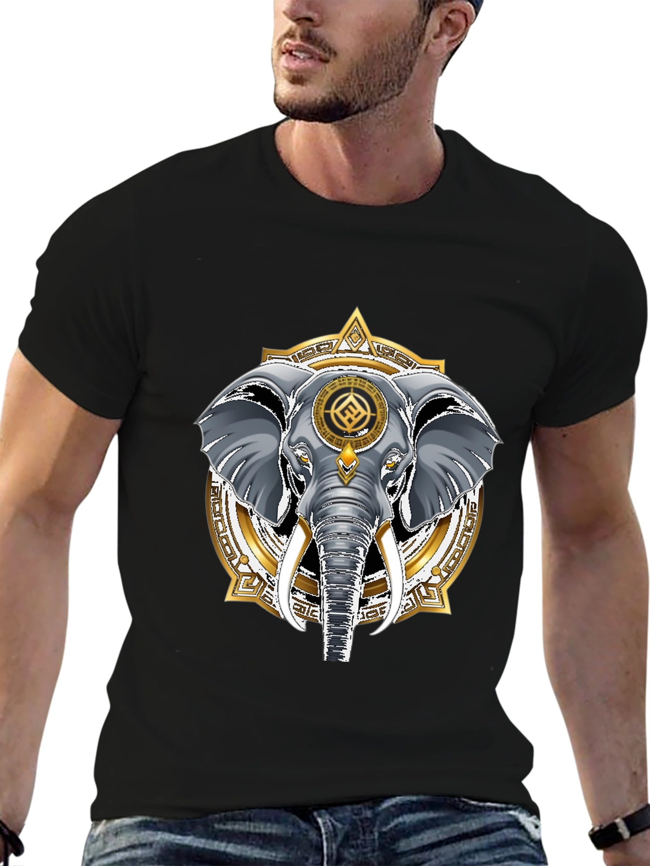 Elephant Mandala Graphic Tee - Stylish Cotton Blend