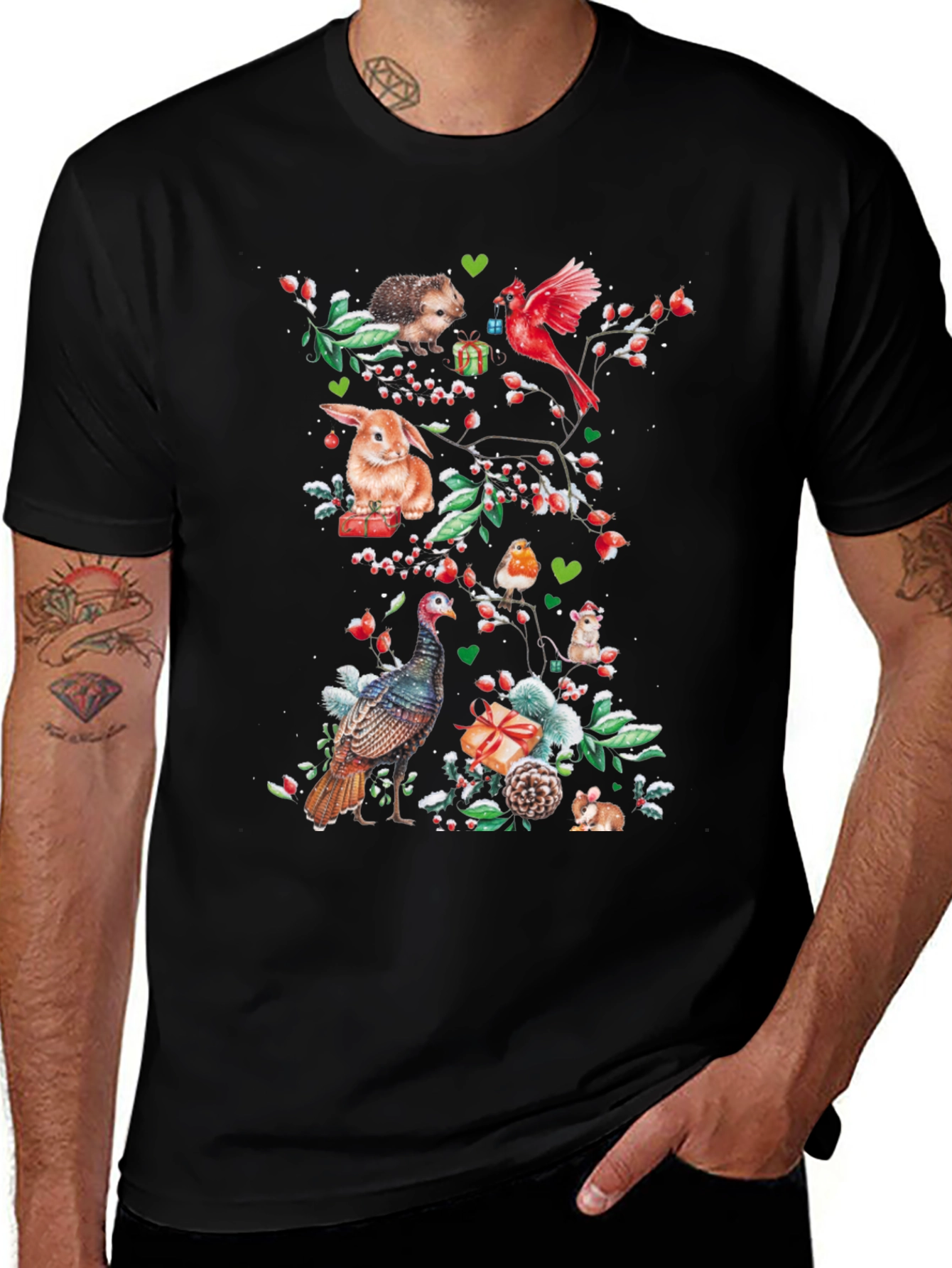 Festive Holiday Animals Graphic Tee