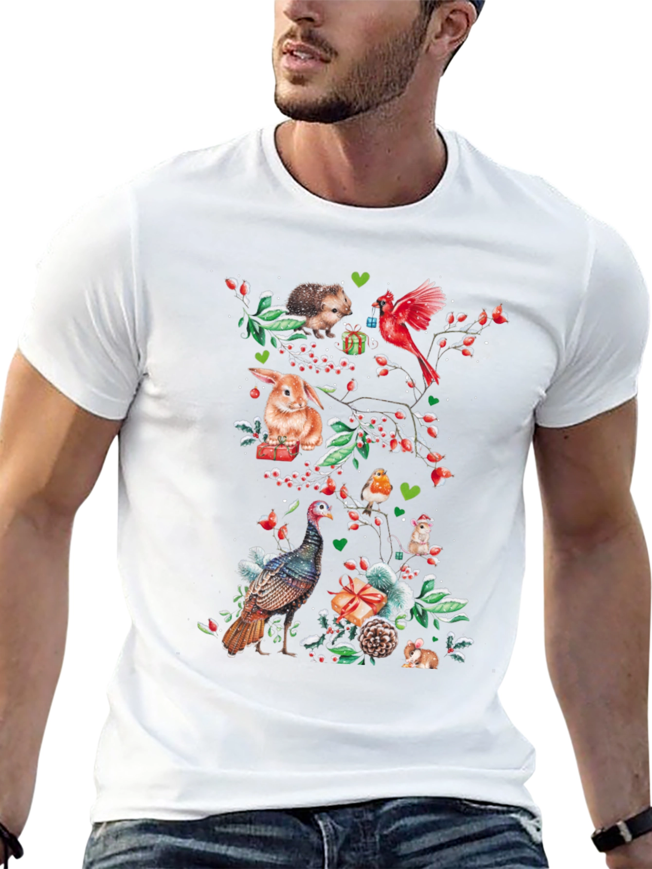 Festive Holiday Animals Graphic Tee