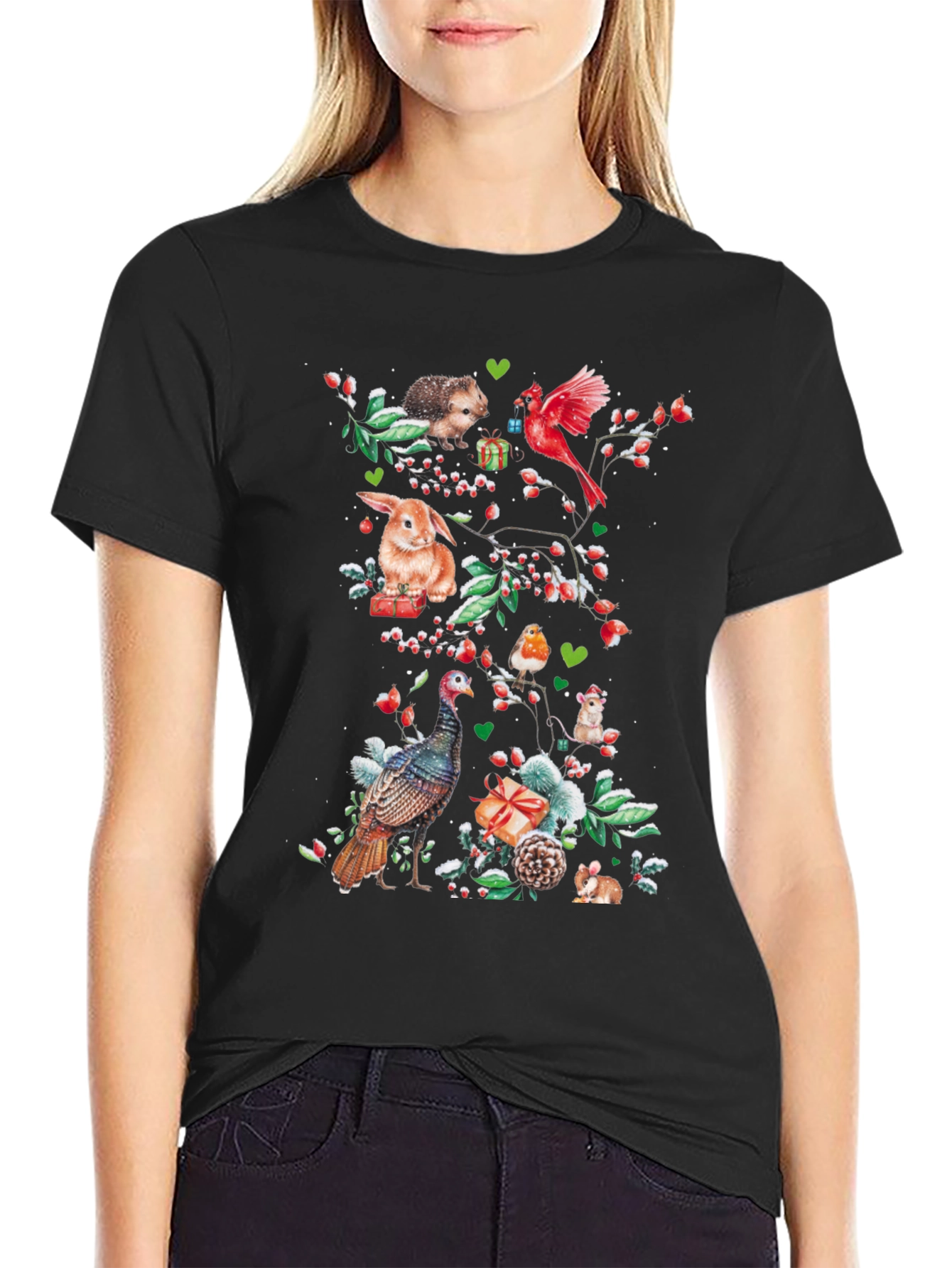 Festive Holiday Animals Graphic Tee