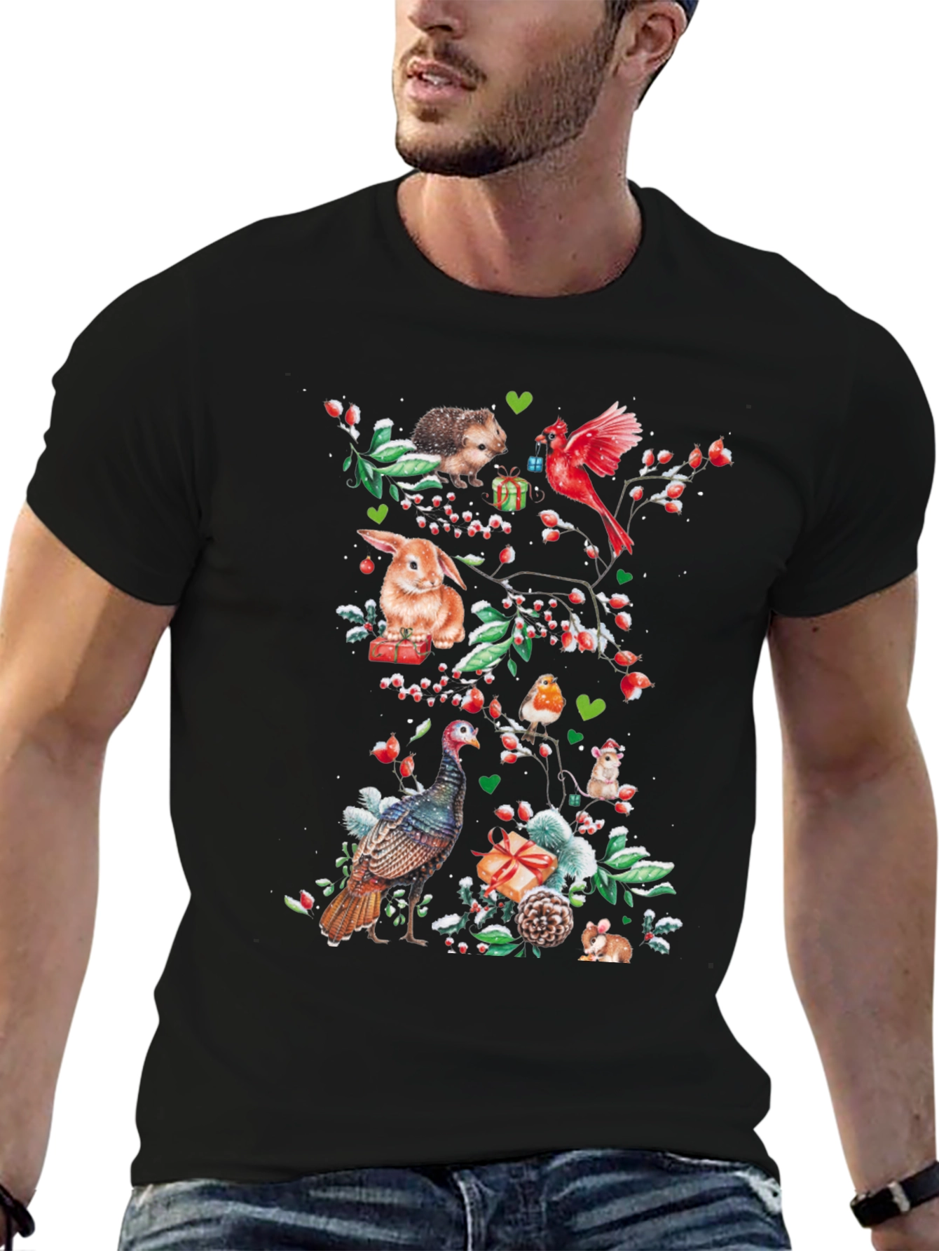 Festive Holiday Animals Graphic Tee