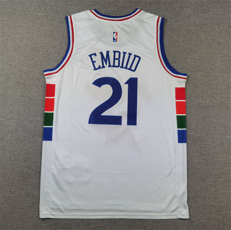 Men's Philadelphia 76ers Joel Embiid #21 White 2024/25 Swingman Player Jerseys - City Edition