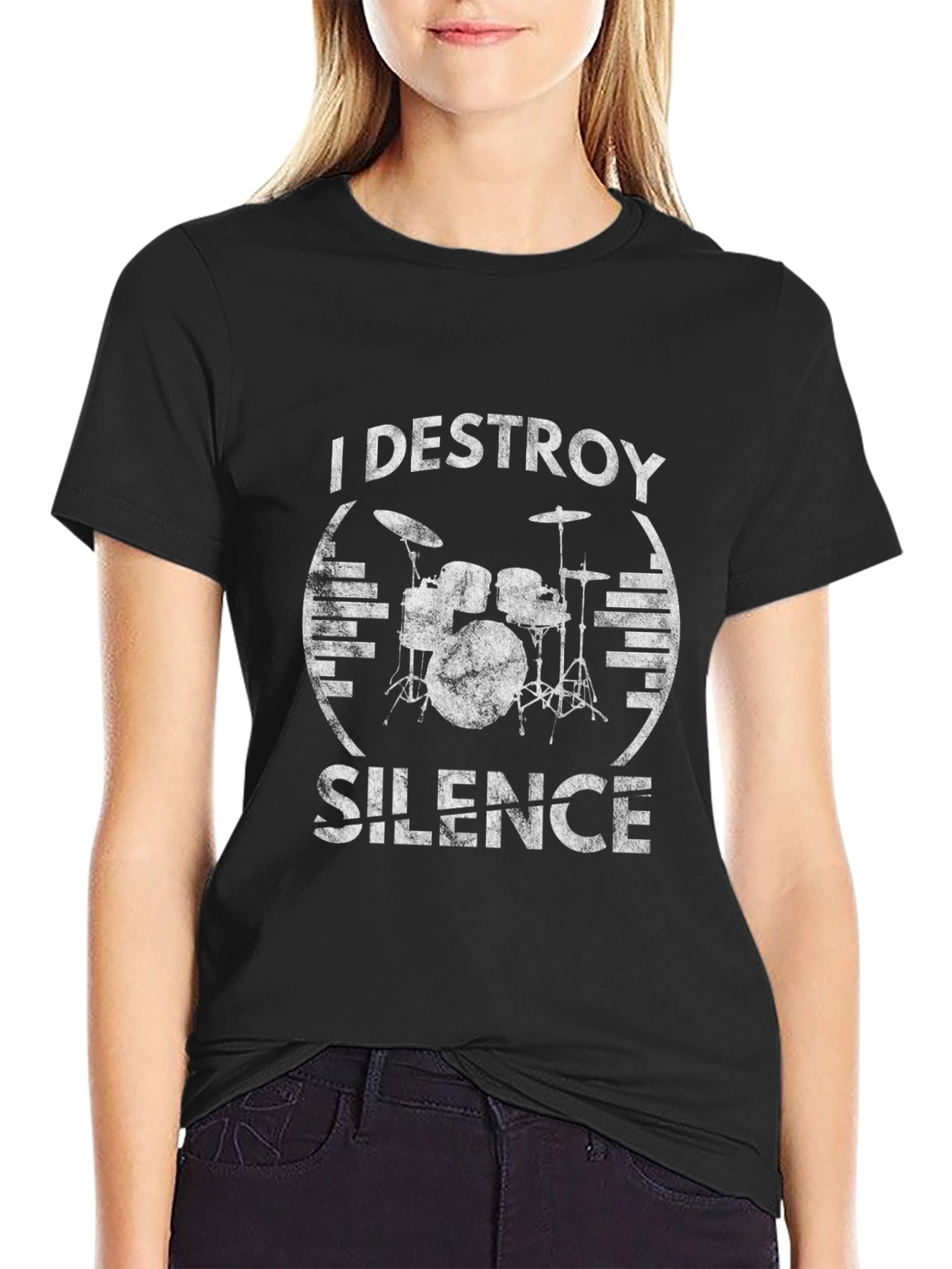 I Destroy Silence Drummer T-Shirt - Music Lover Tee
