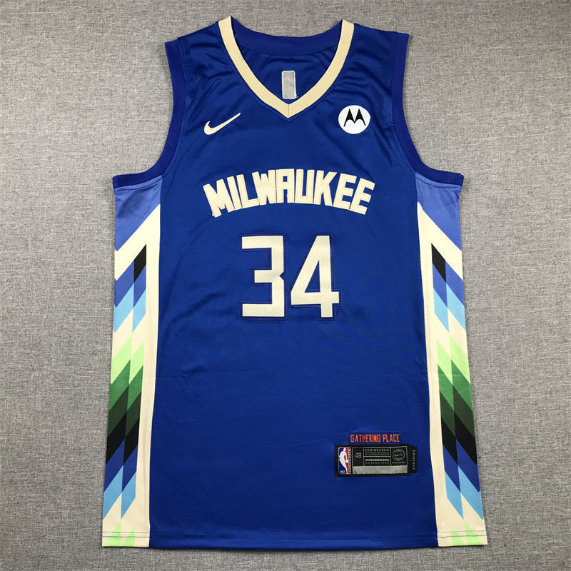 Men's Milwaukee Bucks Giannis Antetokounmpo #34 Royal 2022/23 Swingman Jerseys - City Edition