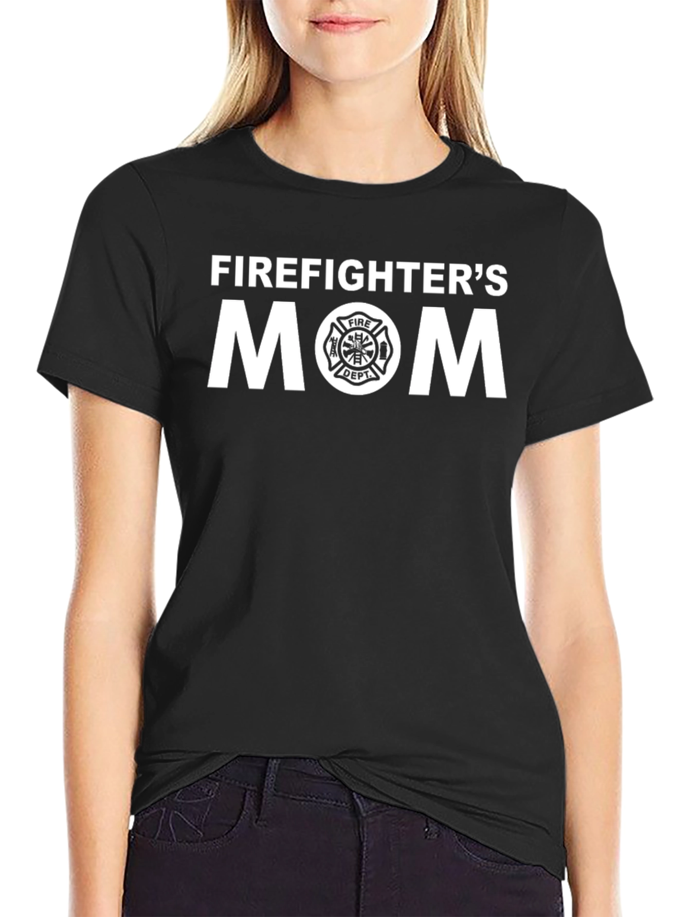 Firefighters Mom T-Shirt - Black Graphic Tee