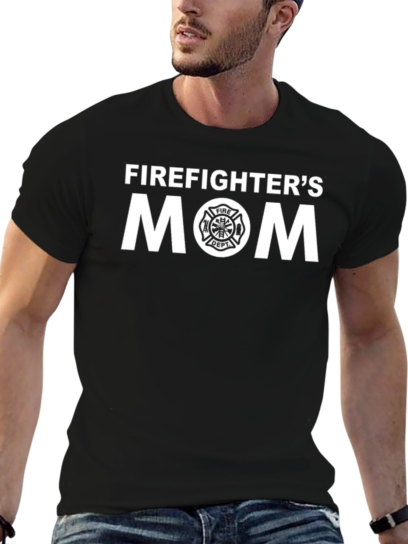Firefighters Mom T-Shirt - Black Graphic Tee