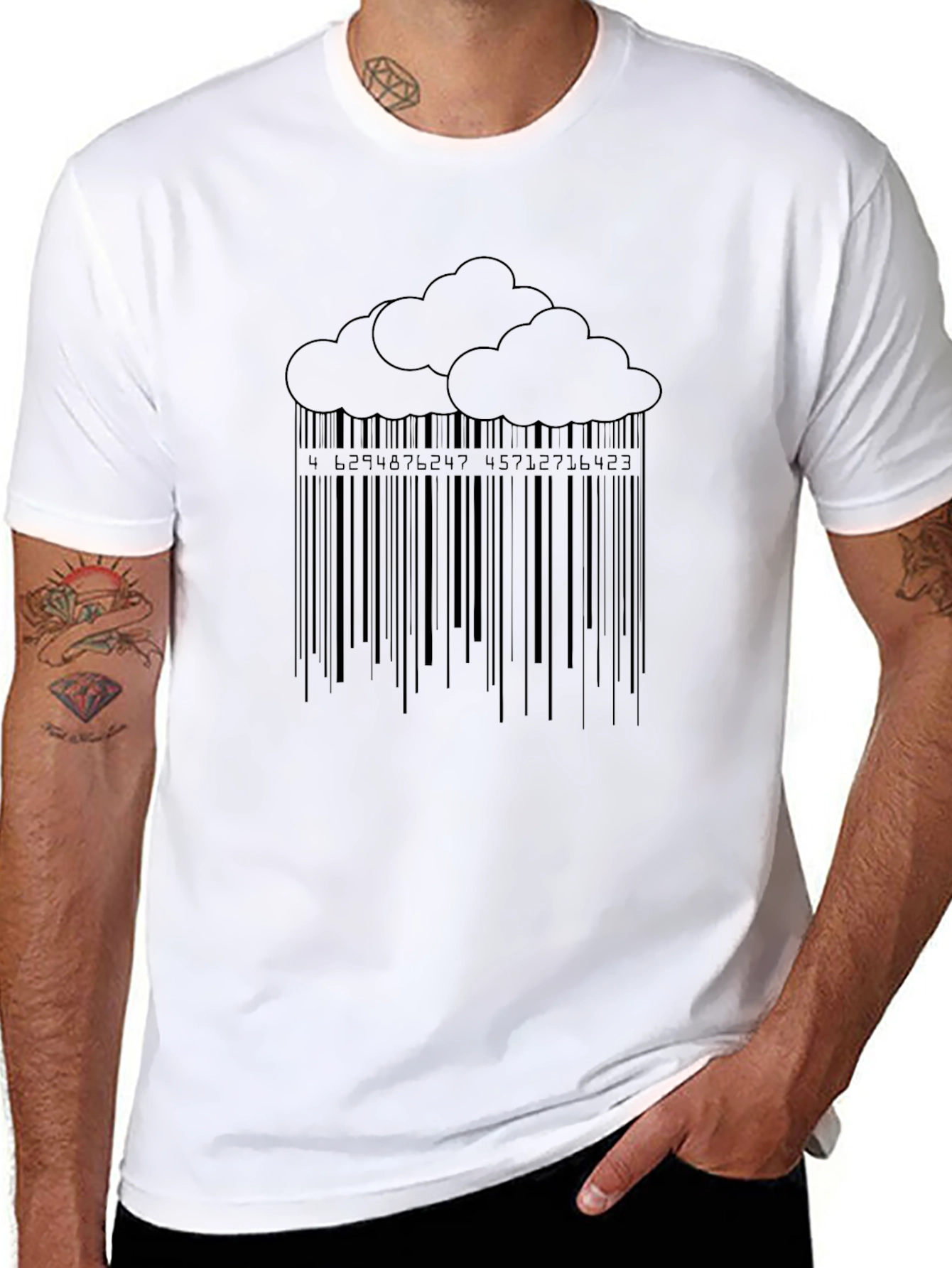 Cloud Barcode T-Shirt - Black