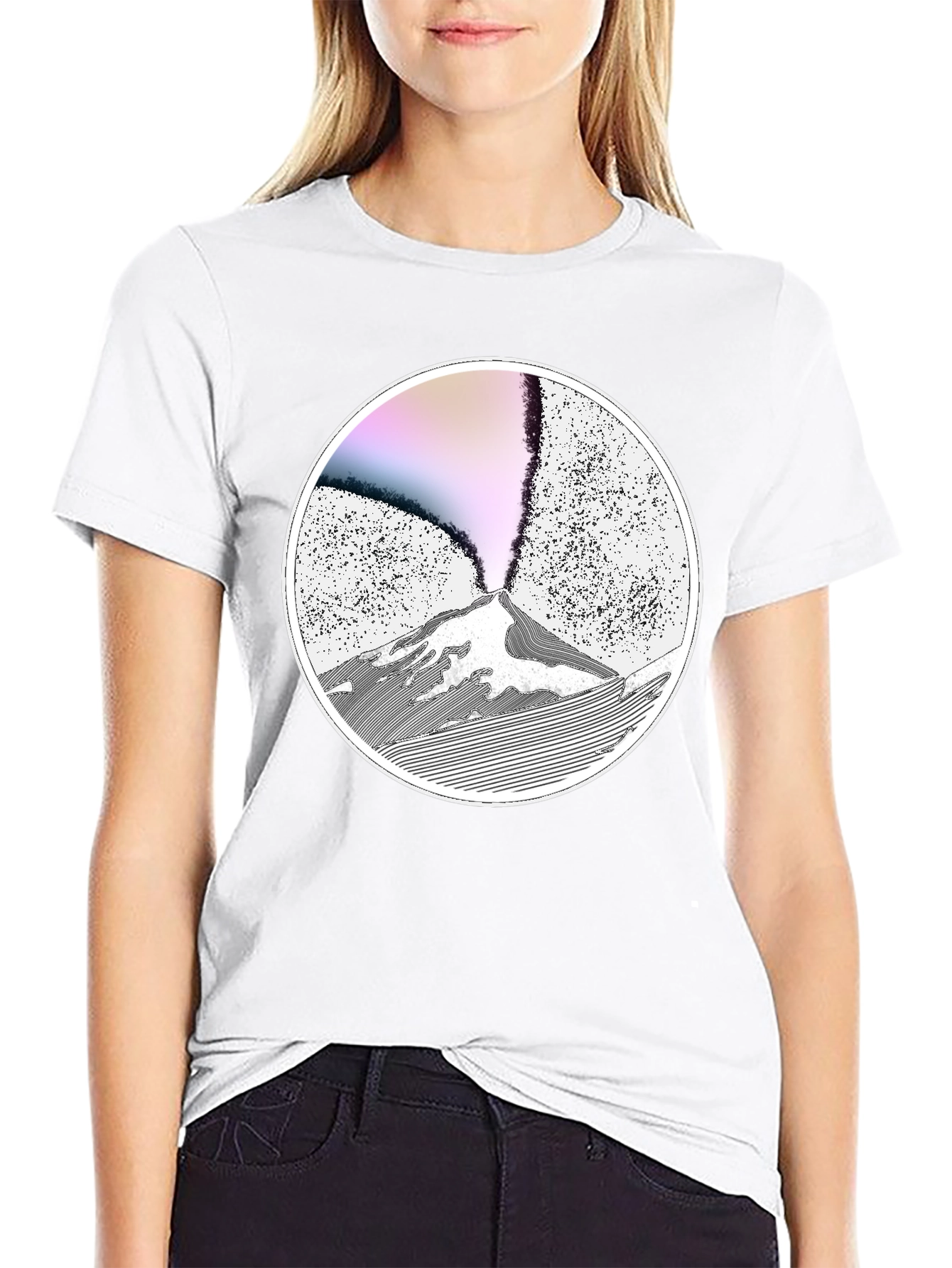 Volcano Graphic Print Black T-Shirt