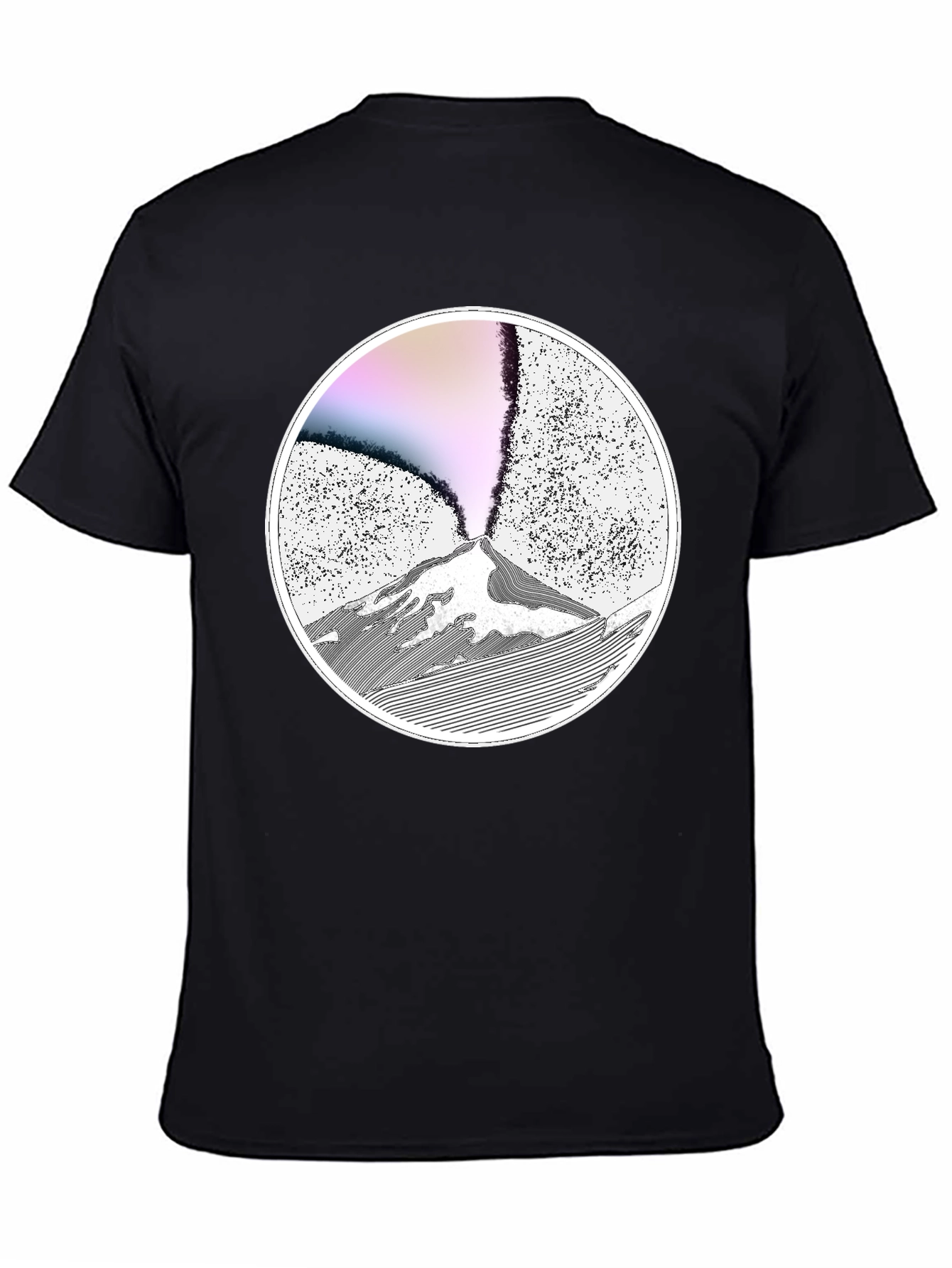 Volcano Graphic Print Black T-Shirt