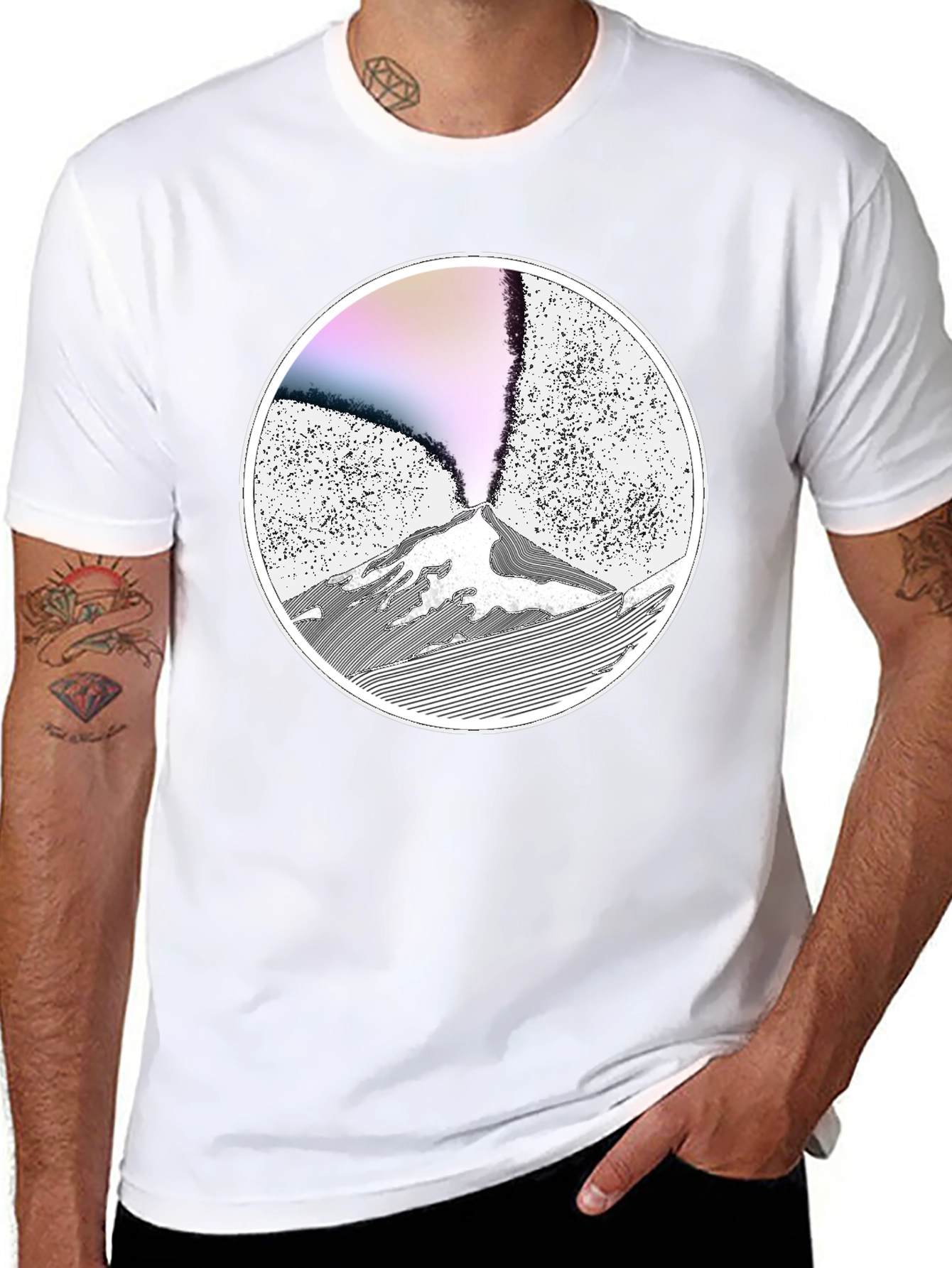 Volcano Graphic Print Black T-Shirt