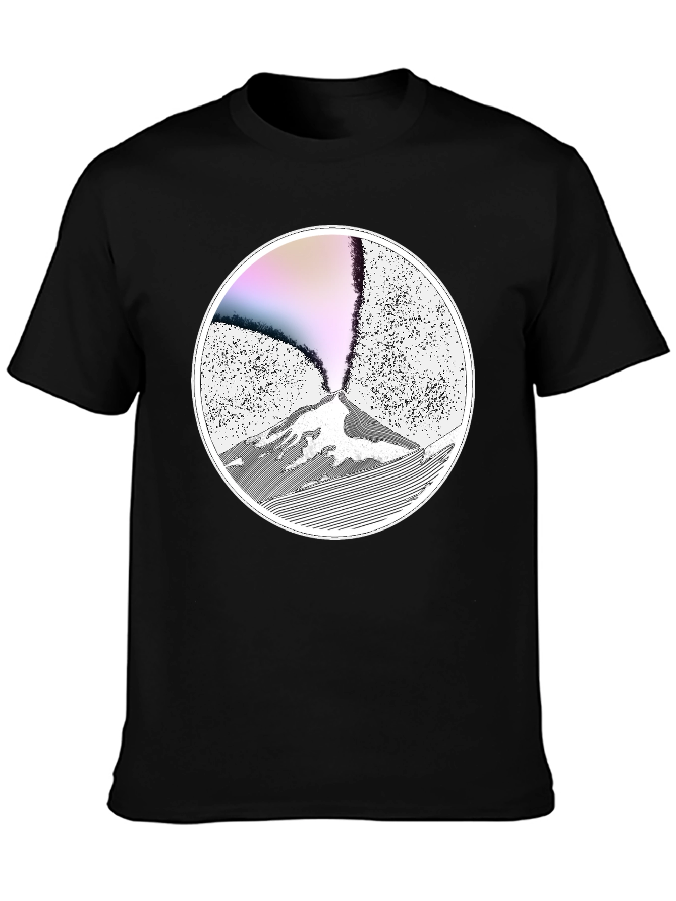 Volcano Graphic Print Black T-Shirt