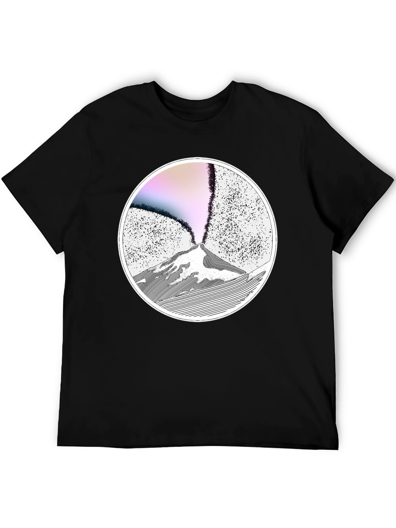 Volcano Graphic Print Black T-Shirt