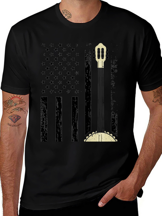 American Flag Guitar & Taco Graphic T-Shirt