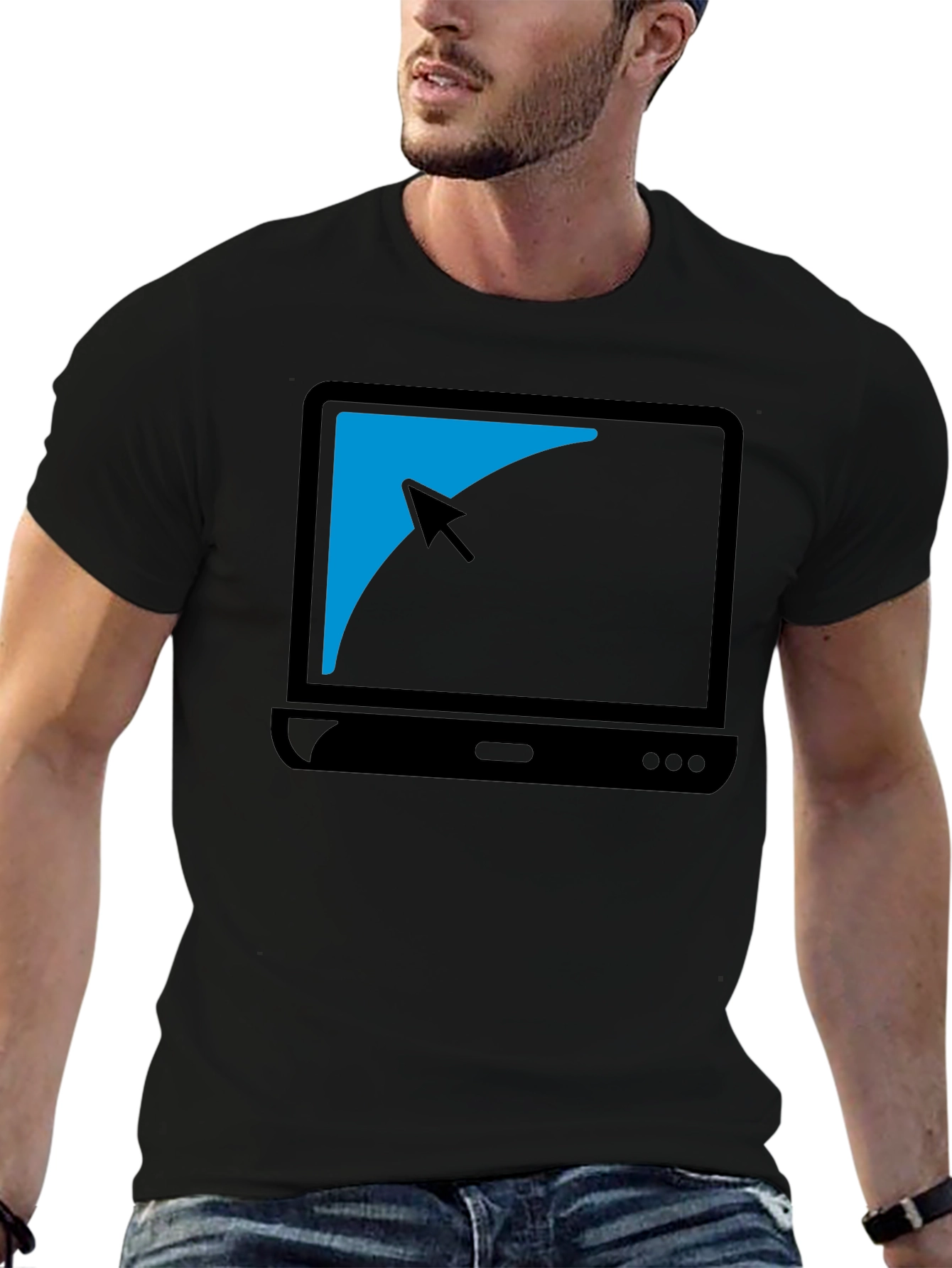Black Laptop Graphic T-Shirt - Modern Style