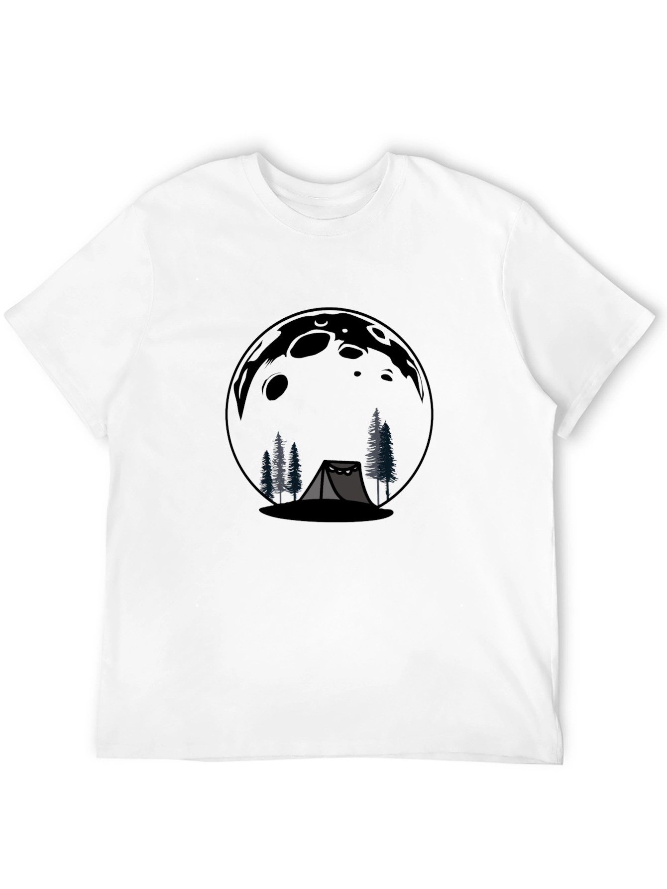Camping Moon Graphic T-Shirt - Black