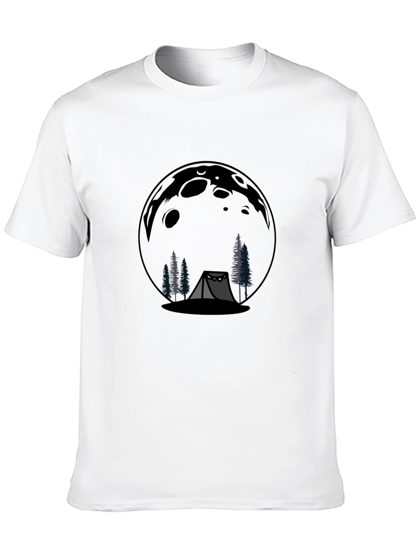 Camping Moon Graphic T-Shirt - Black