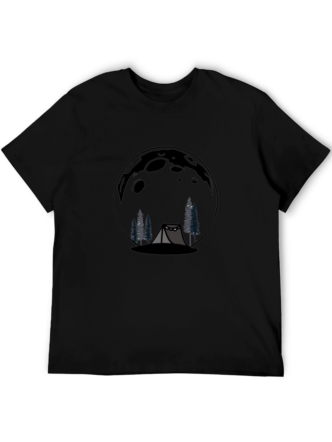 Camping Moon Graphic T-Shirt - Black