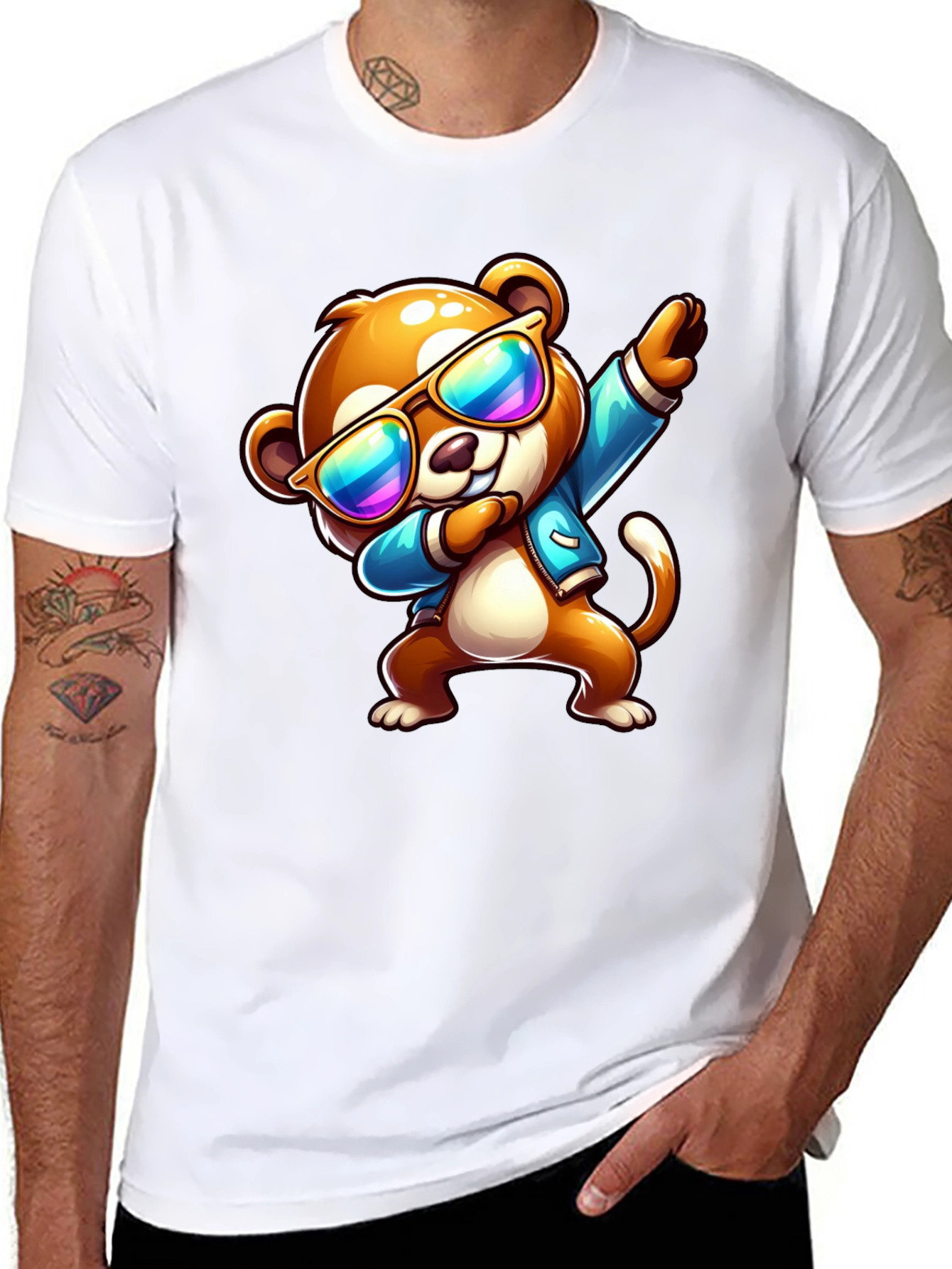 Cool Dabbing Cartoon Bear Graphic Tee