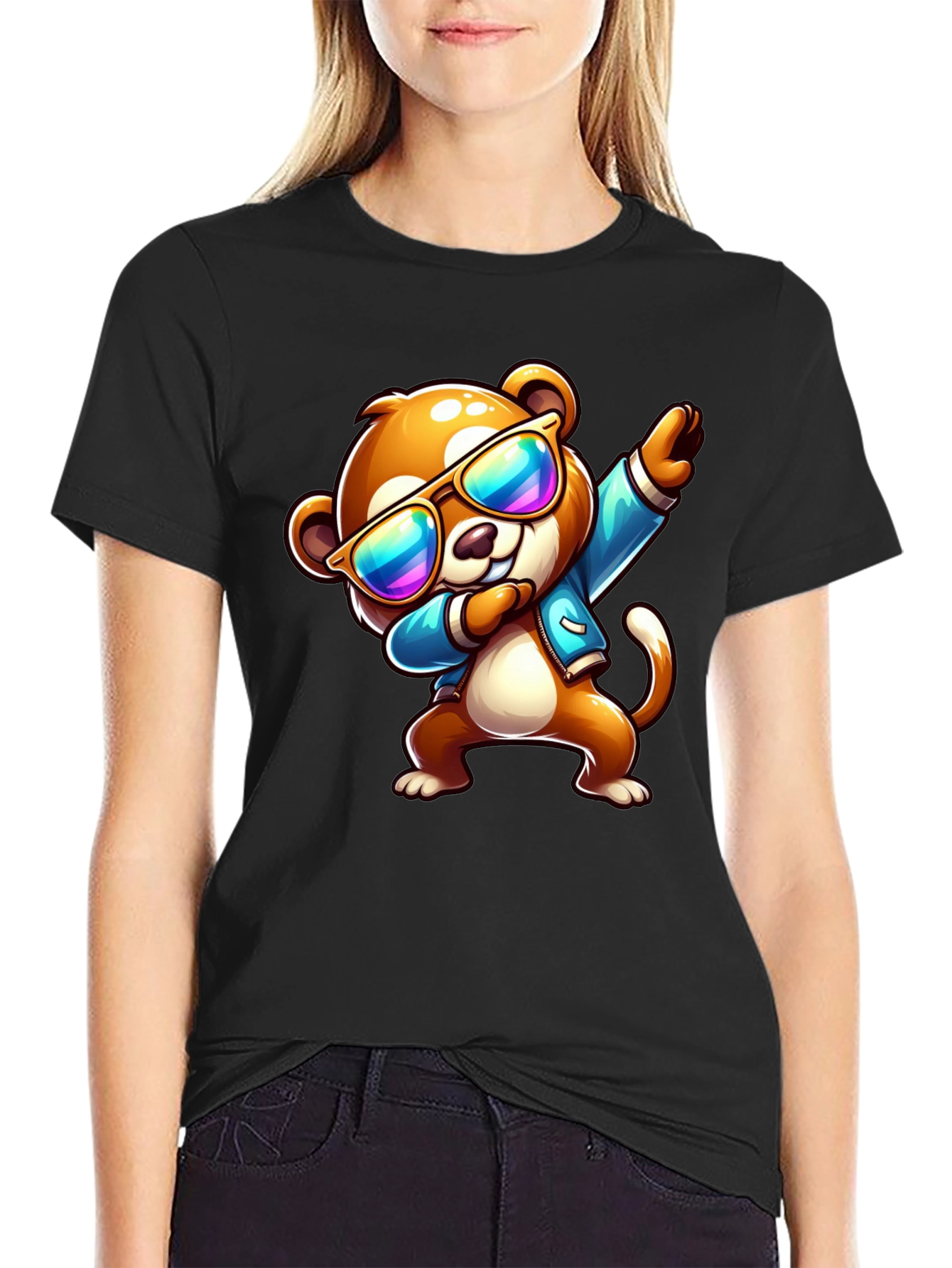 Cool Dabbing Cartoon Bear Graphic Tee