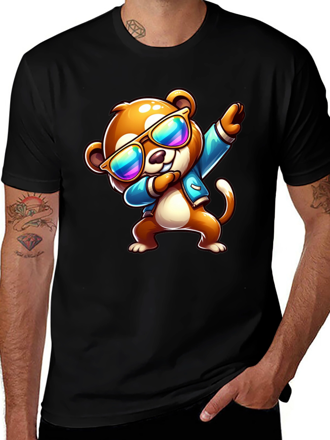 Cool Dabbing Cartoon Bear Graphic Tee
