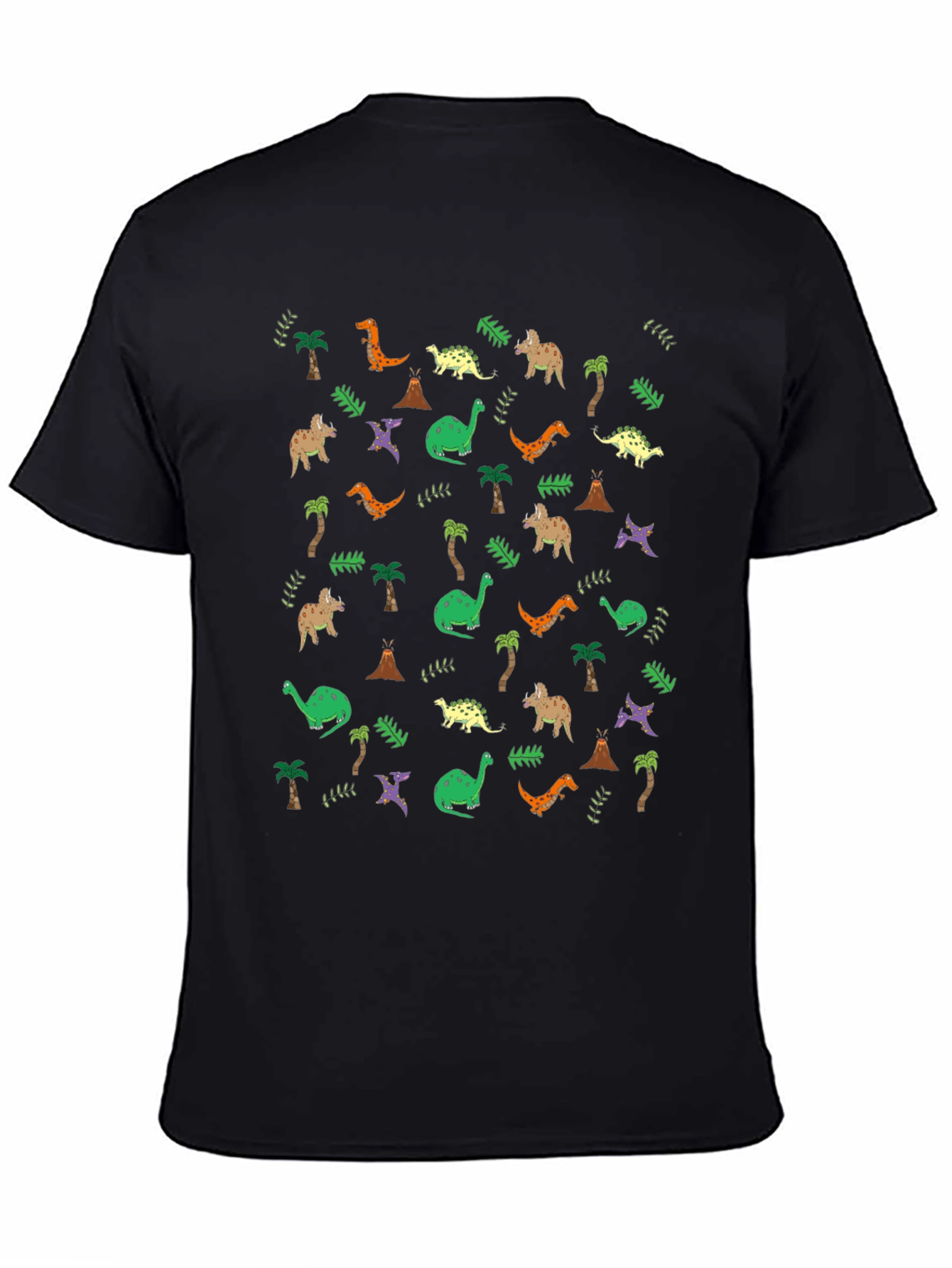 Dinosaur Print Black Crew Neck T-Shirt